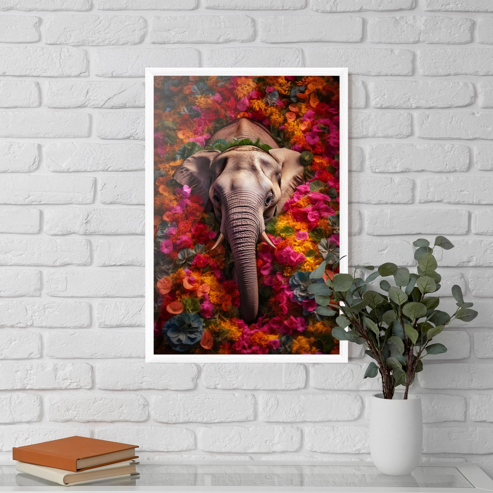 Plakat w Ramie Flower Elephant mockup 5