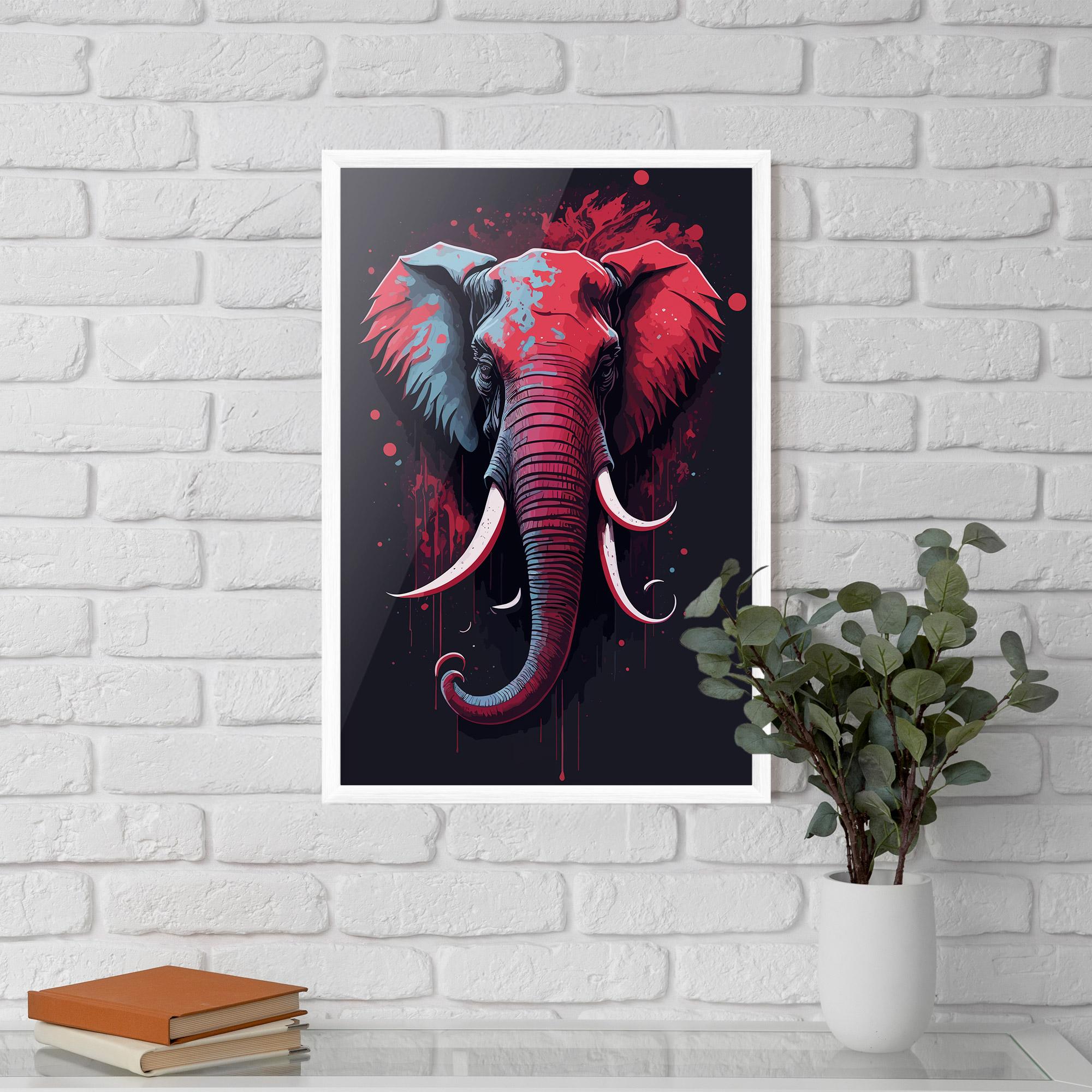 Plakat w Ramie Red Blue Elephant mockup 5
