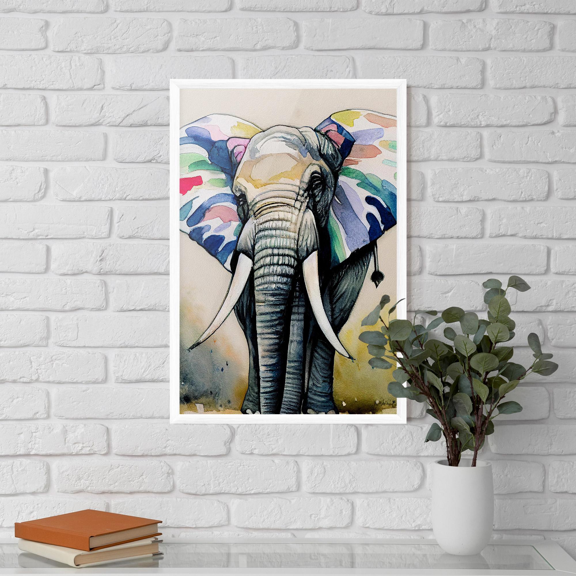 Plakat w Ramie Watercolor Elephant Art mockup 5