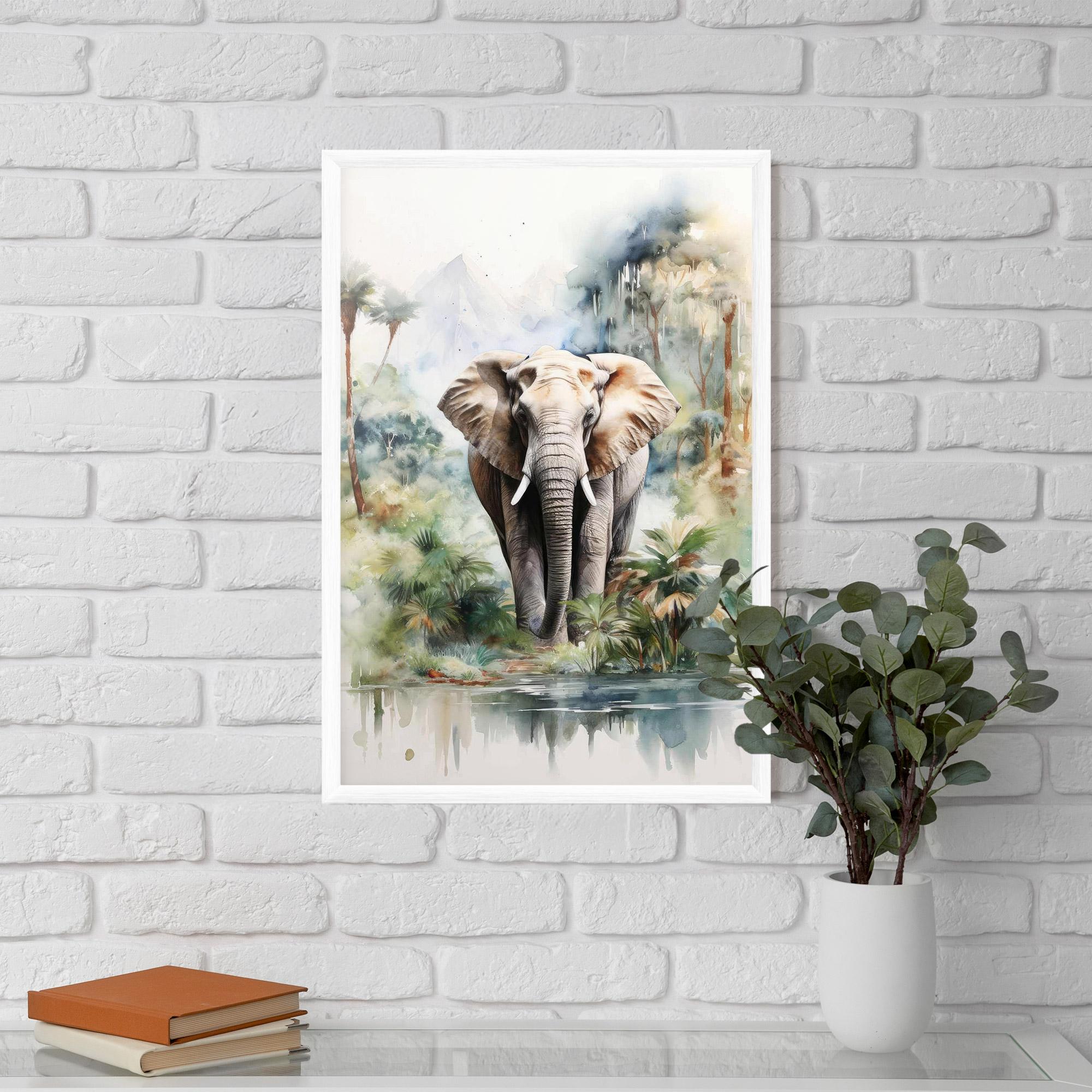 Plakat w Ramie Wild Watercolor Elephant mockup 5