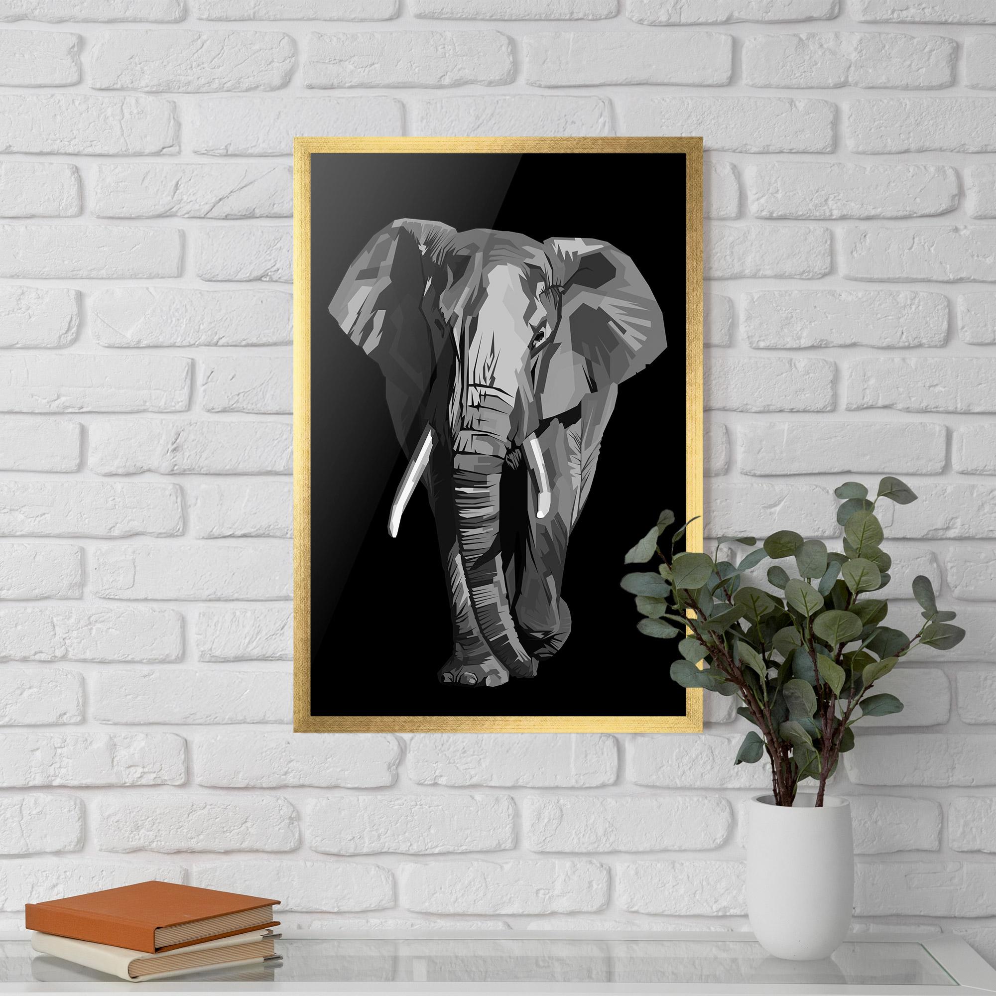 Plakat w Ramie Beautiful Grey Elephant mockup 5
