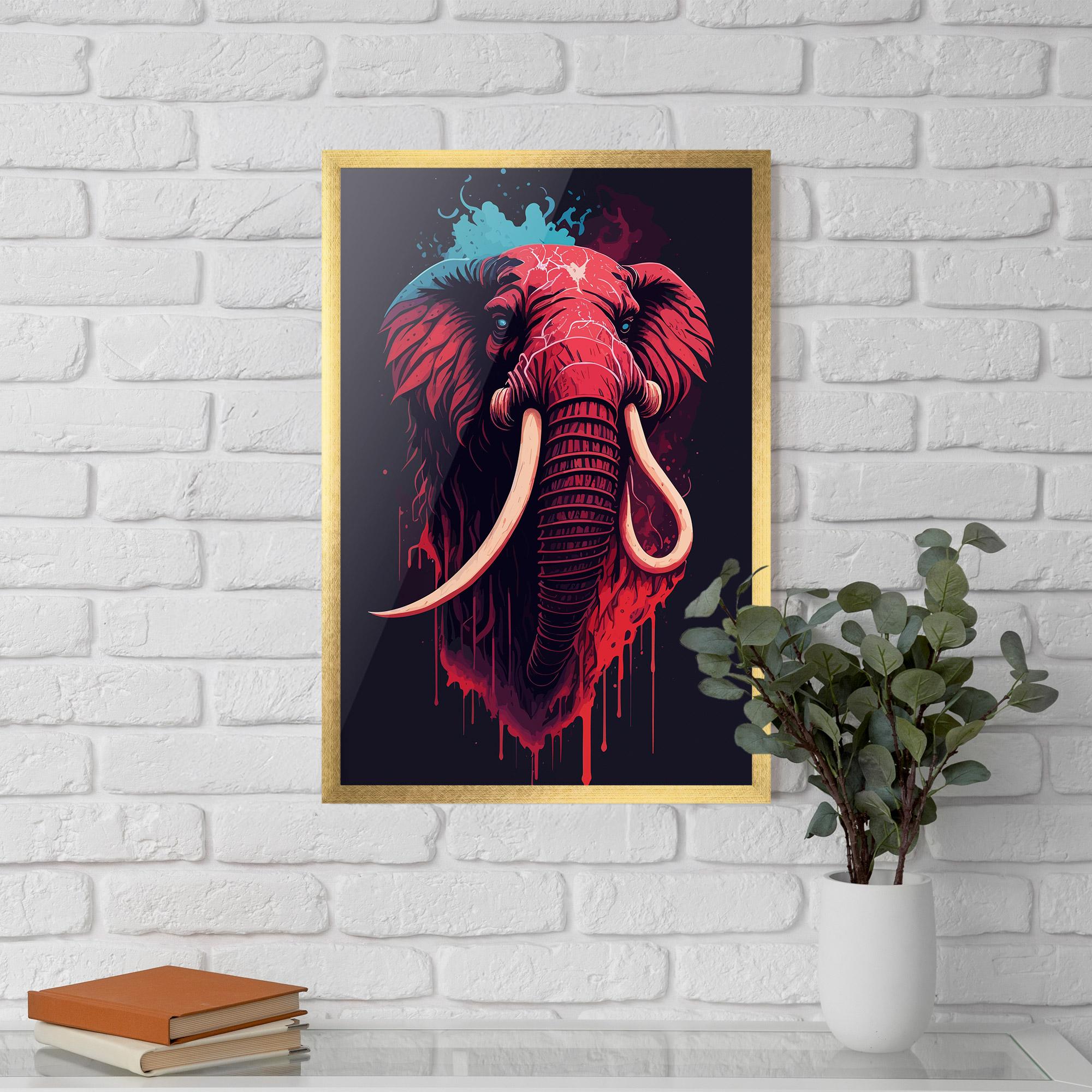Plakat w Ramie Blue Red Elephant mockup 5