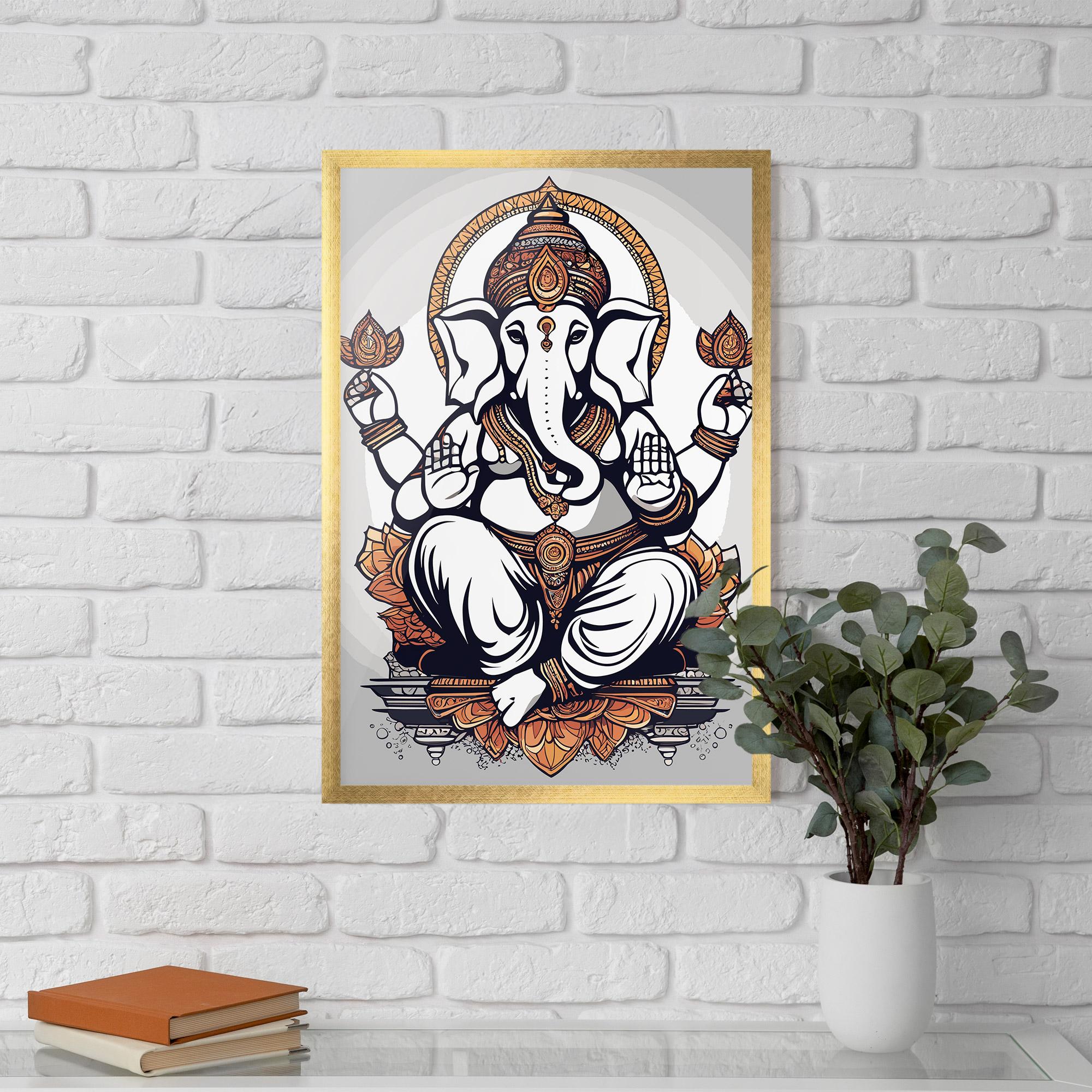 Plakat w Ramie Chaturthi Grey mockup 5