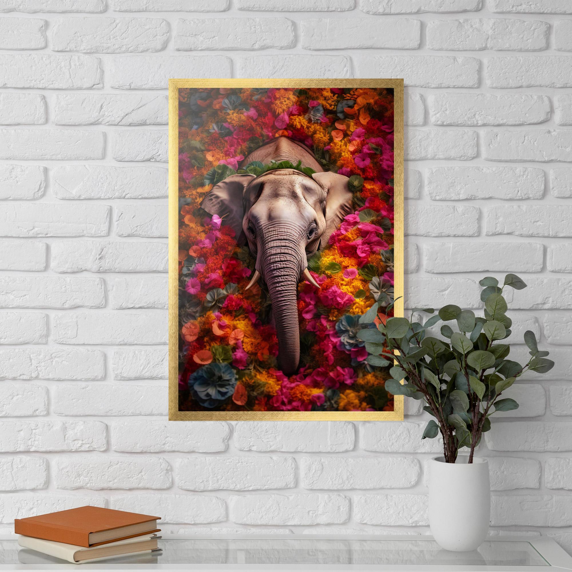 Plakat w Ramie Flower Elephant mockup 5