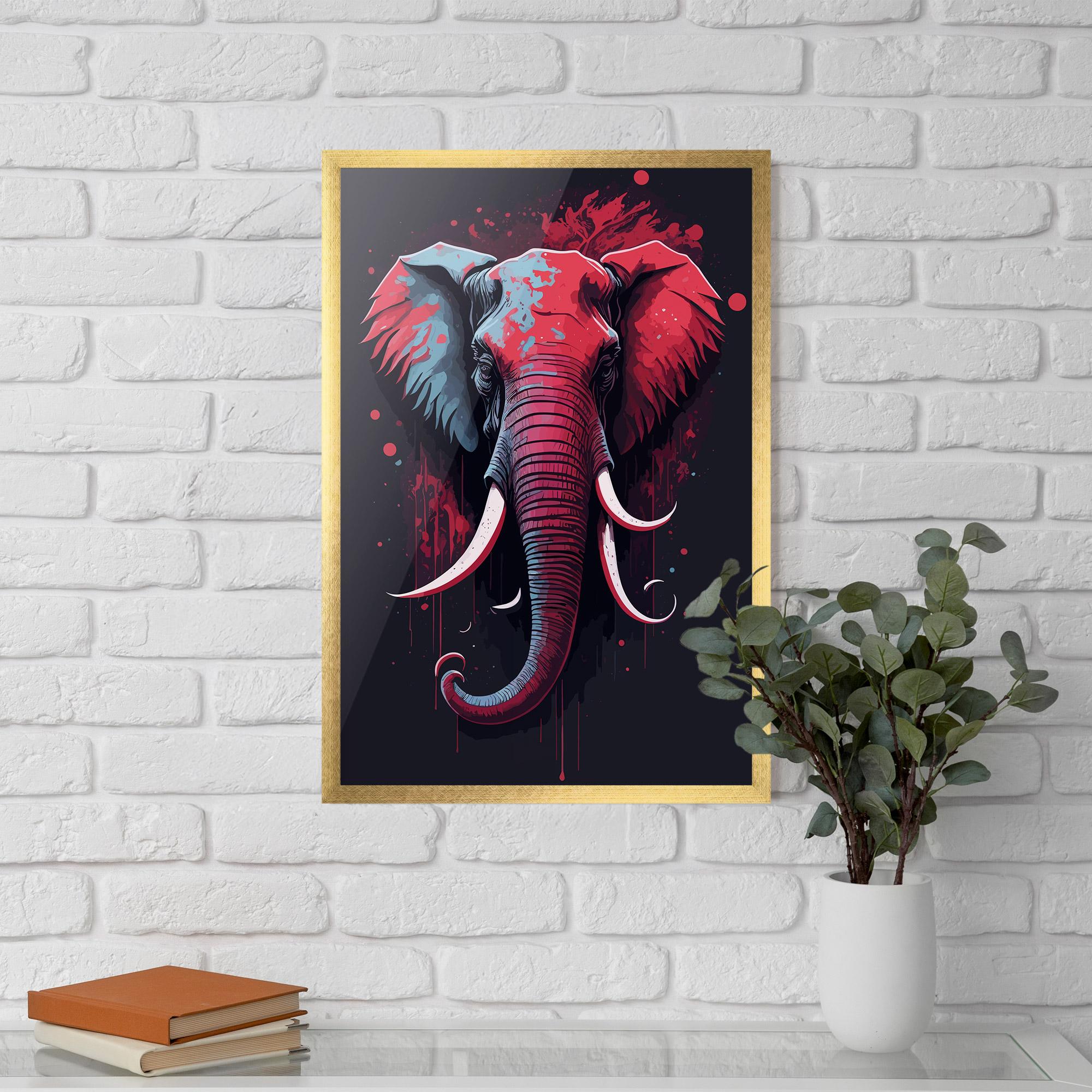 Plakat w Ramie Red Blue Elephant mockup 5