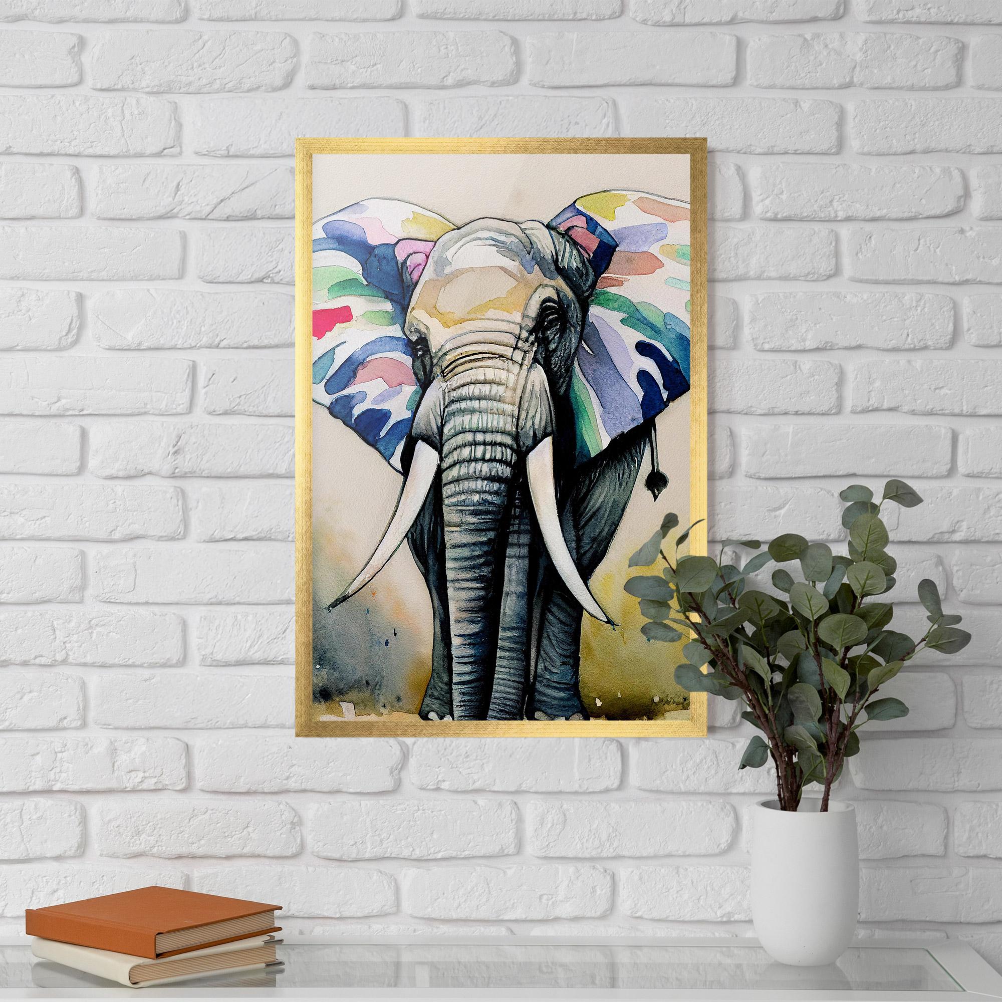 Plakat w Ramie Watercolor Elephant Art mockup 5