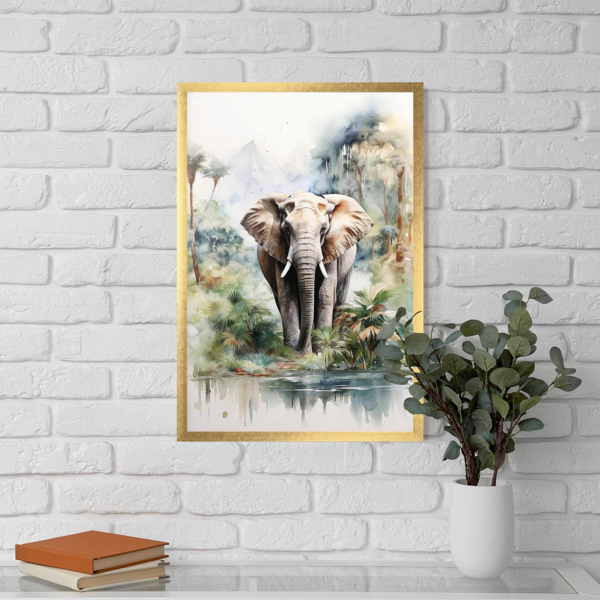 Plakat w Ramie Wild Watercolor Elephant mockup 5