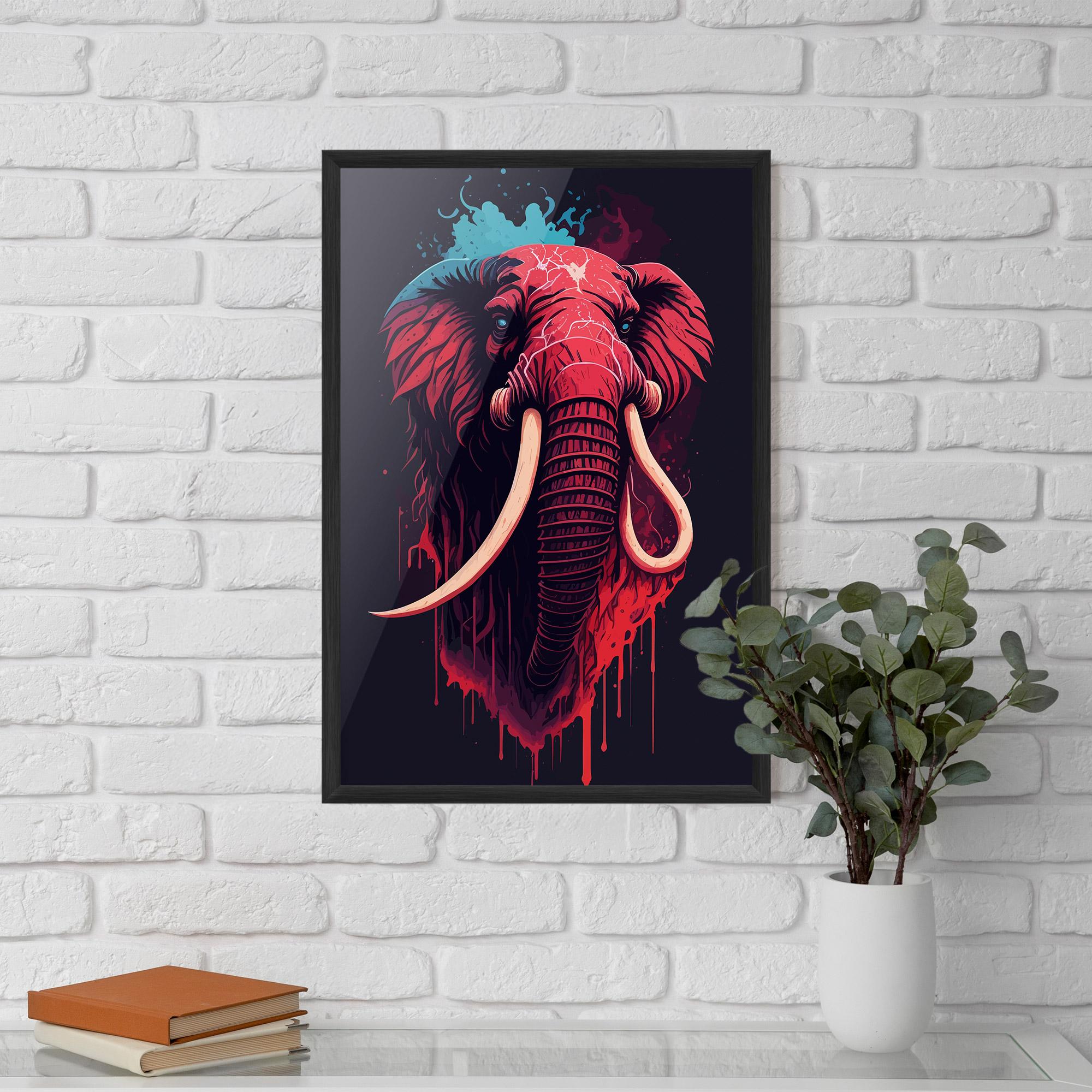 Plakat w Ramie Blue Red Elephant mockup 5