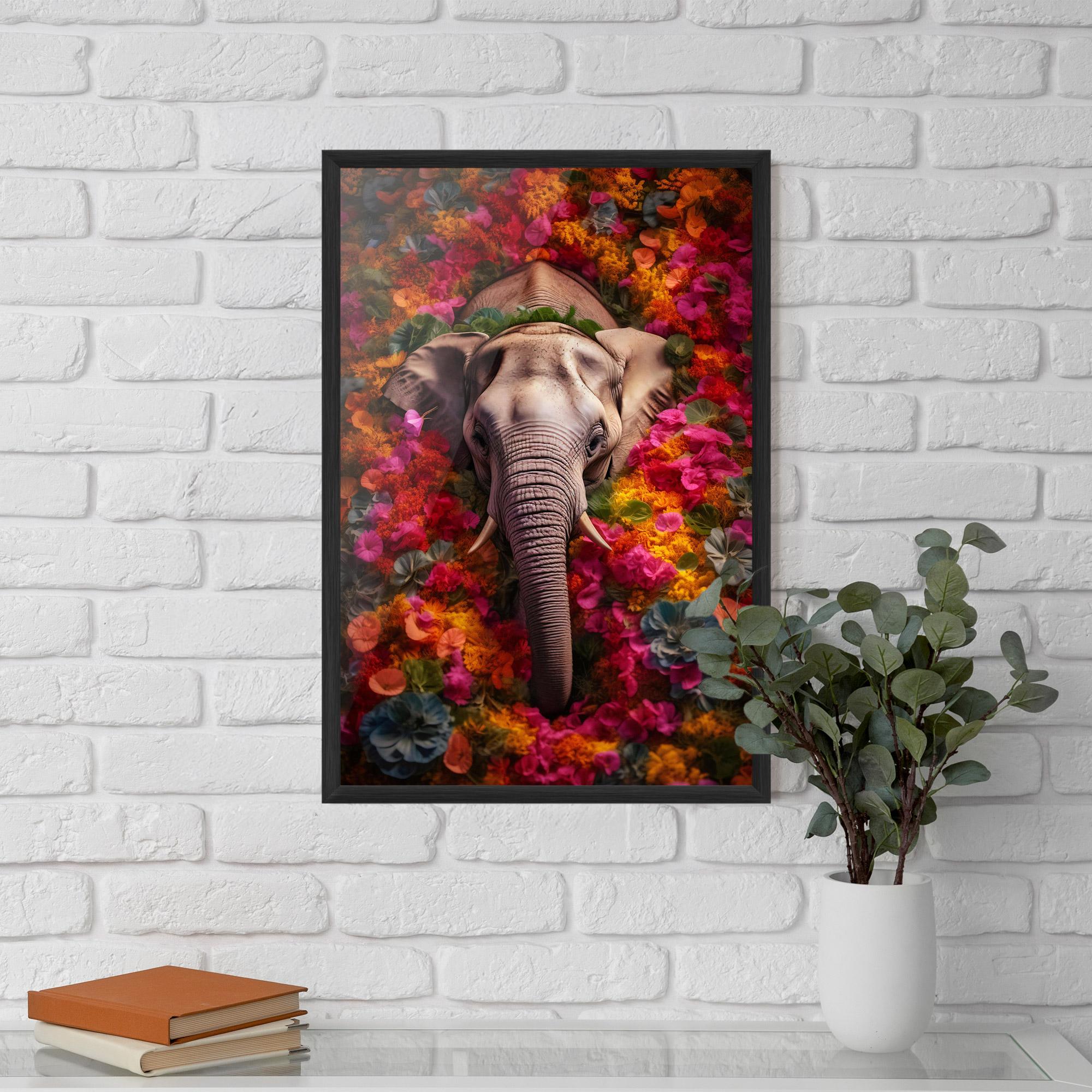 Plakat w Ramie Flower Elephant mockup 5