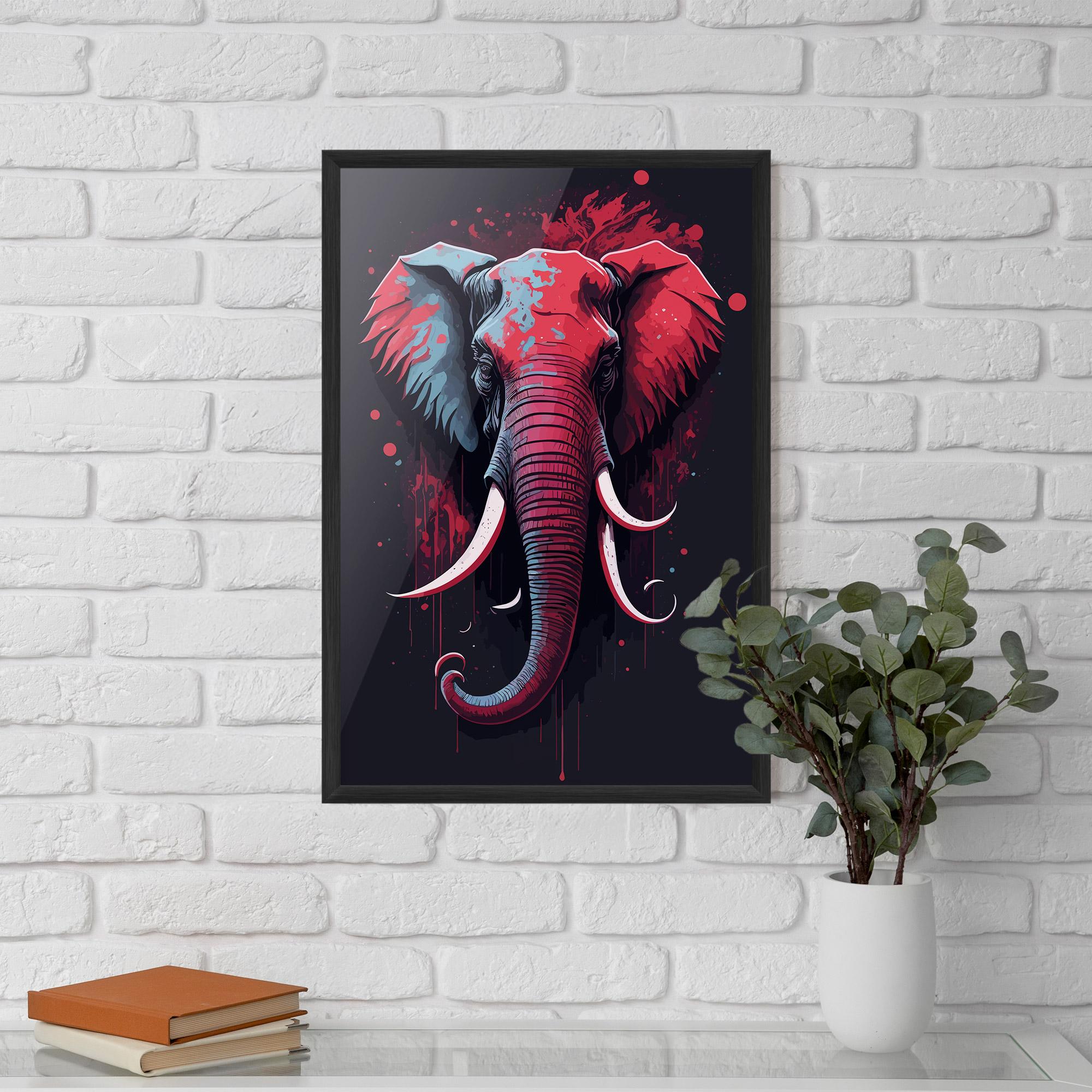 Plakat w Ramie Red Blue Elephant mockup 5