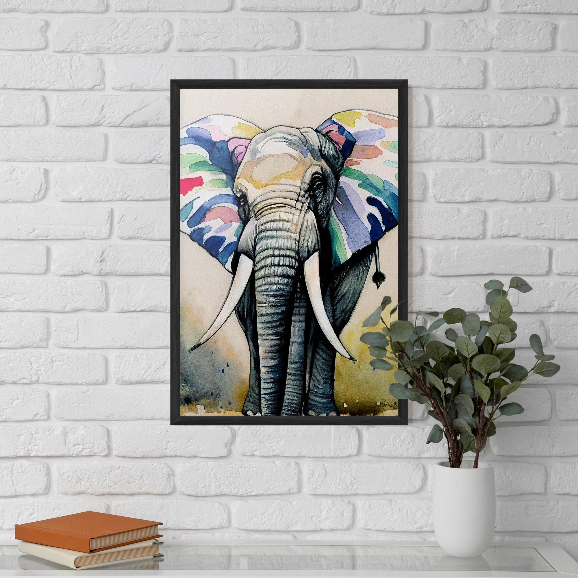 Plakat w Ramie Watercolor Elephant Art mockup 5