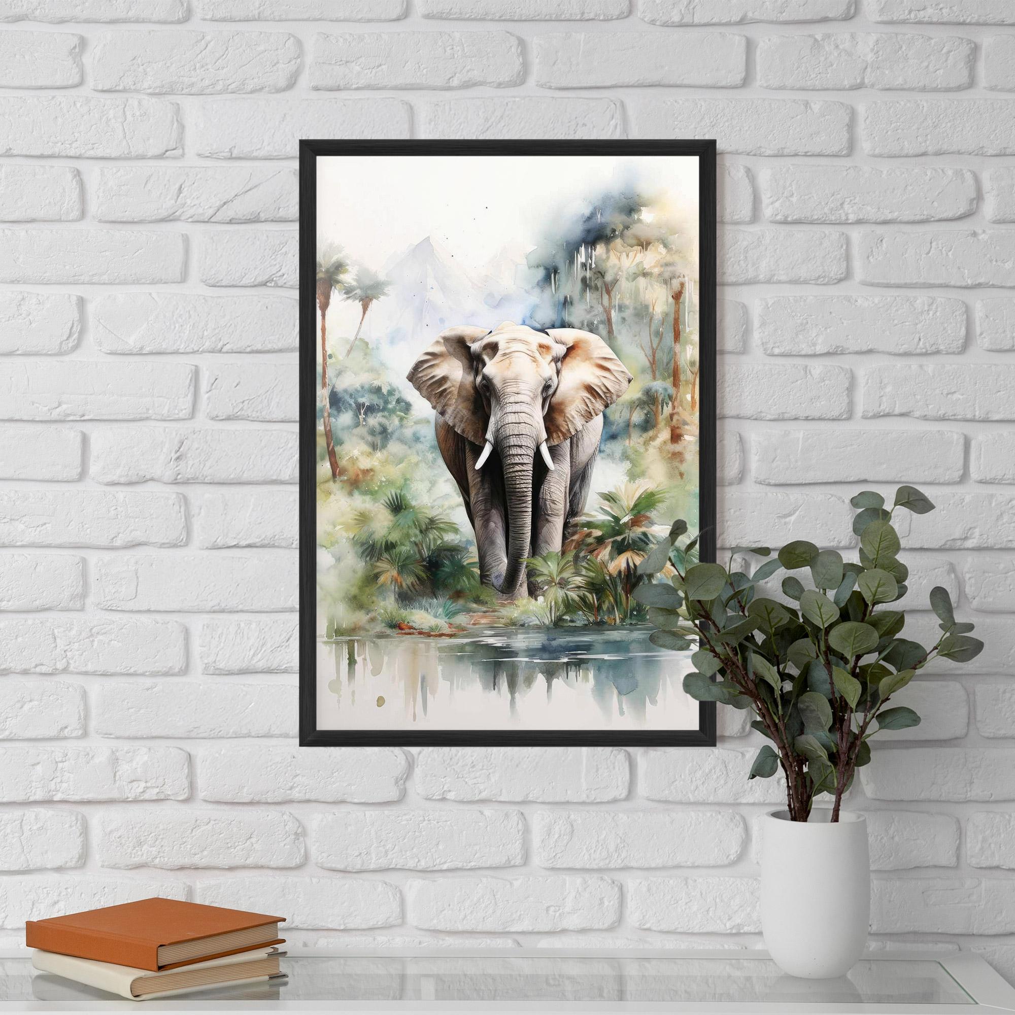 Plakat w Ramie Wild Watercolor Elephant mockup 5