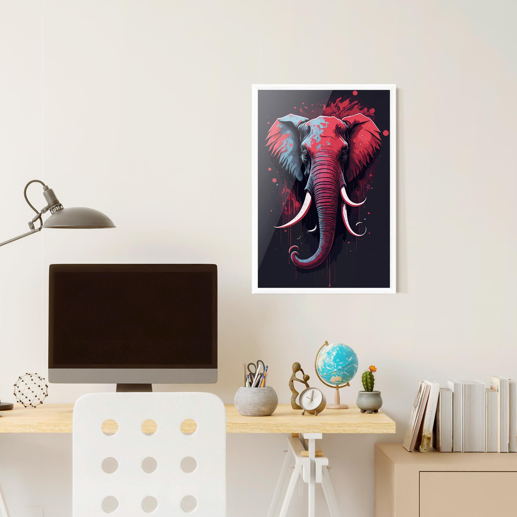 Plakat w Ramie Red Blue Elephant mockup 6