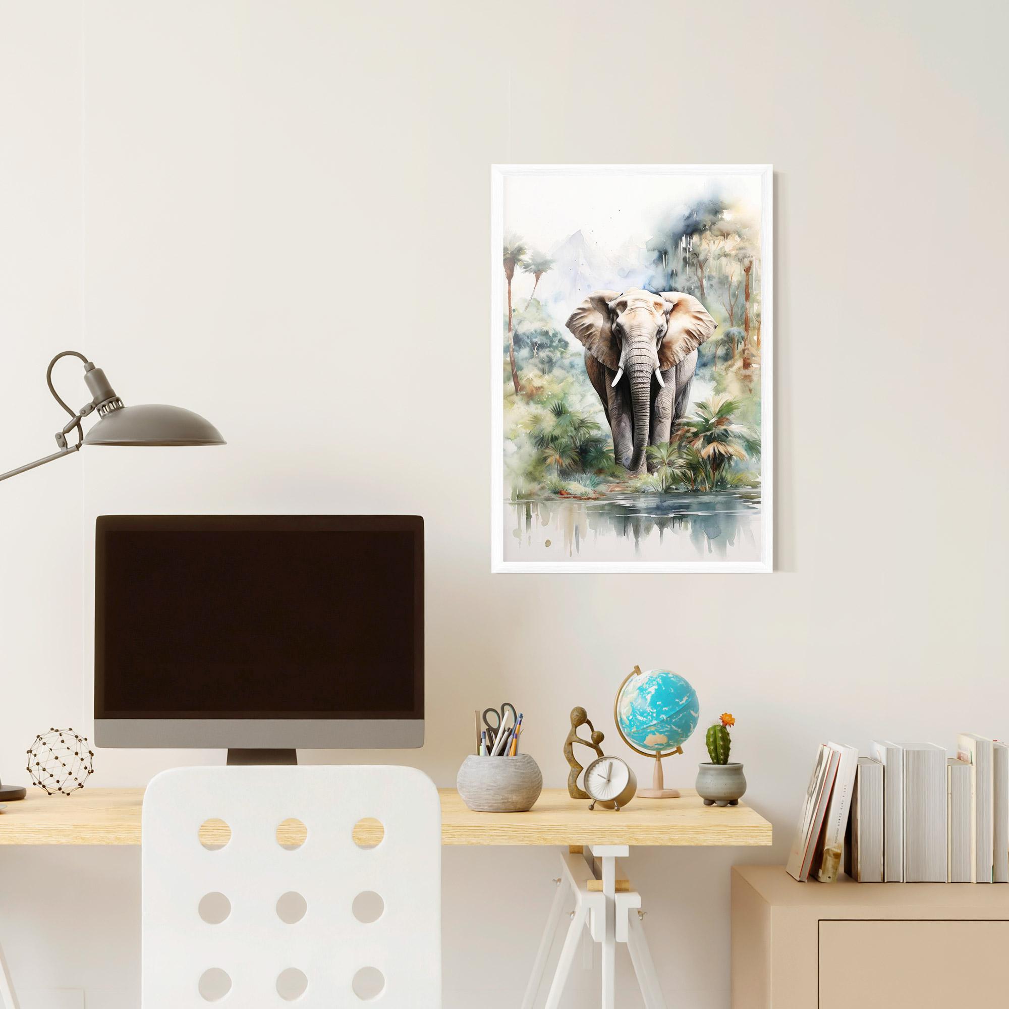 Plakat w Ramie Wild Watercolor Elephant mockup 6
