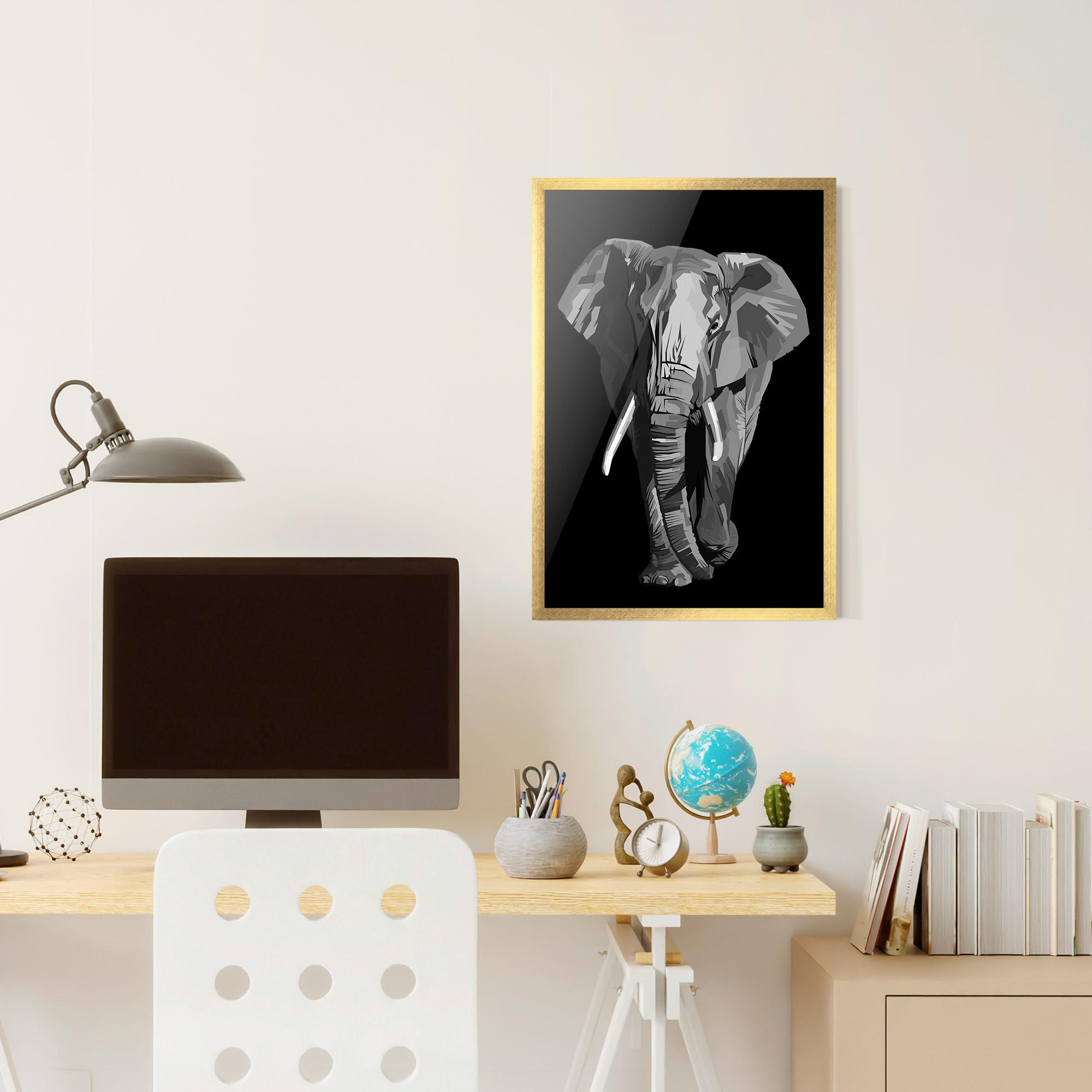 Plakat w Ramie Beautiful Grey Elephant mockup 6