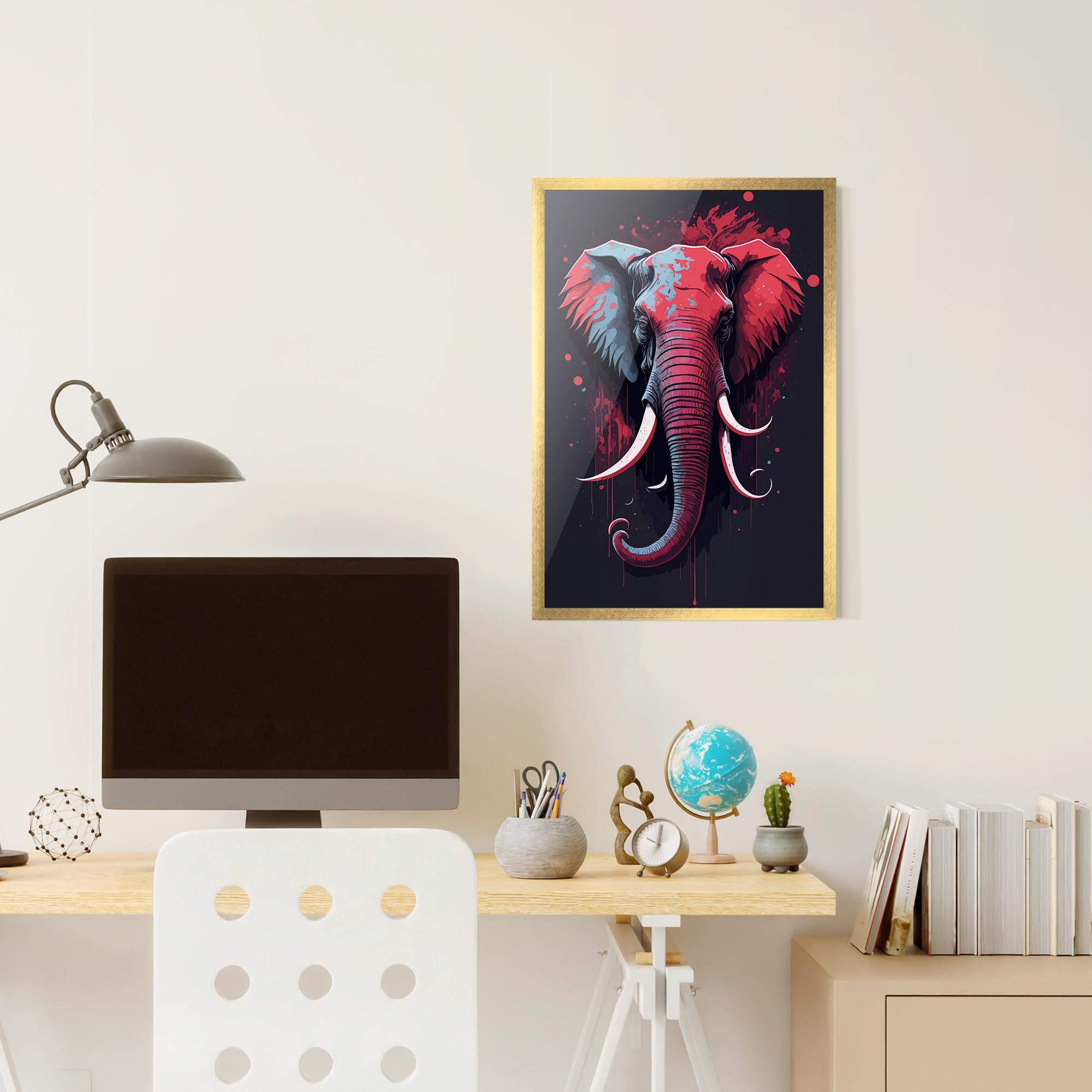 Plakat w Ramie Red Blue Elephant mockup 6