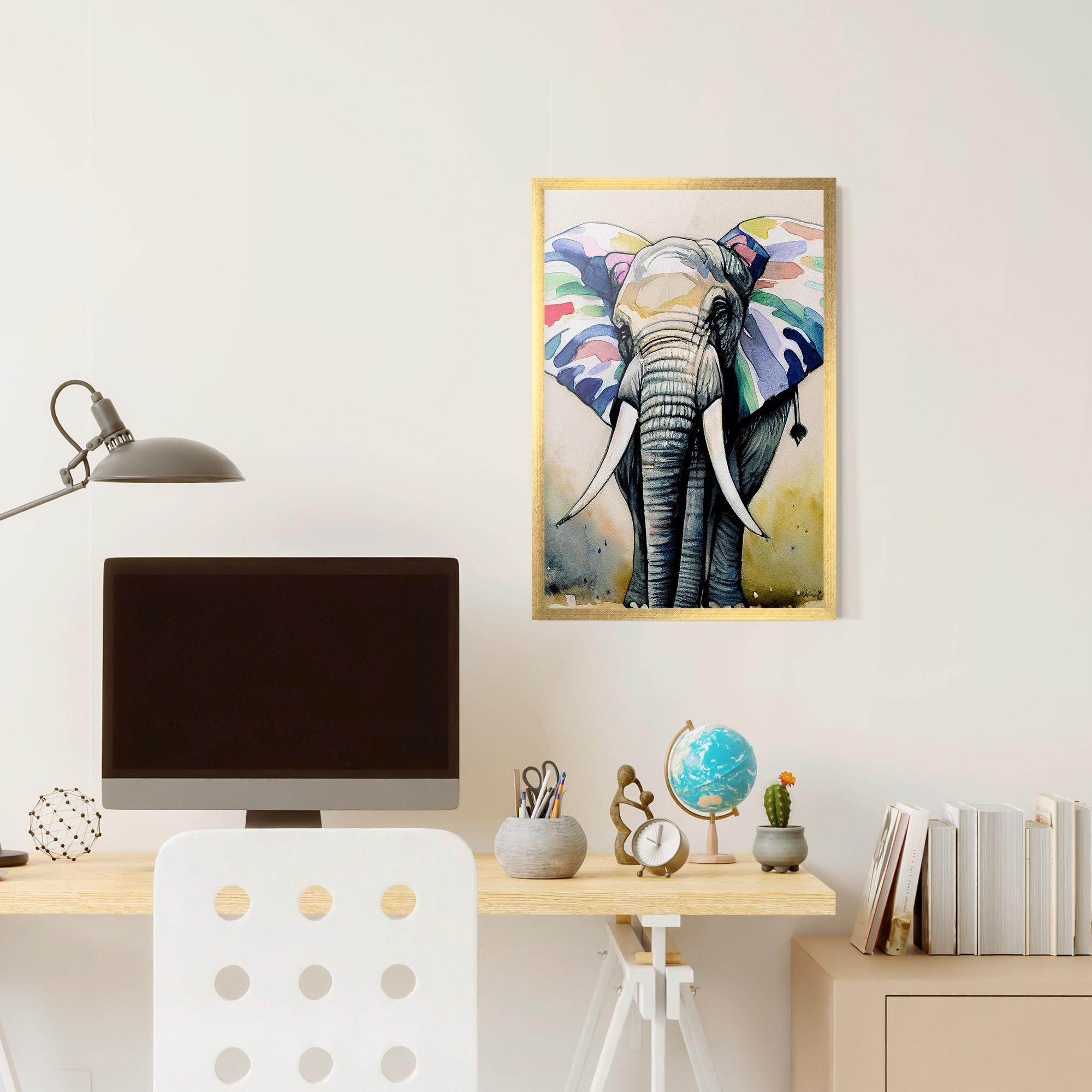 Plakat w Ramie Watercolor Elephant Art mockup 6