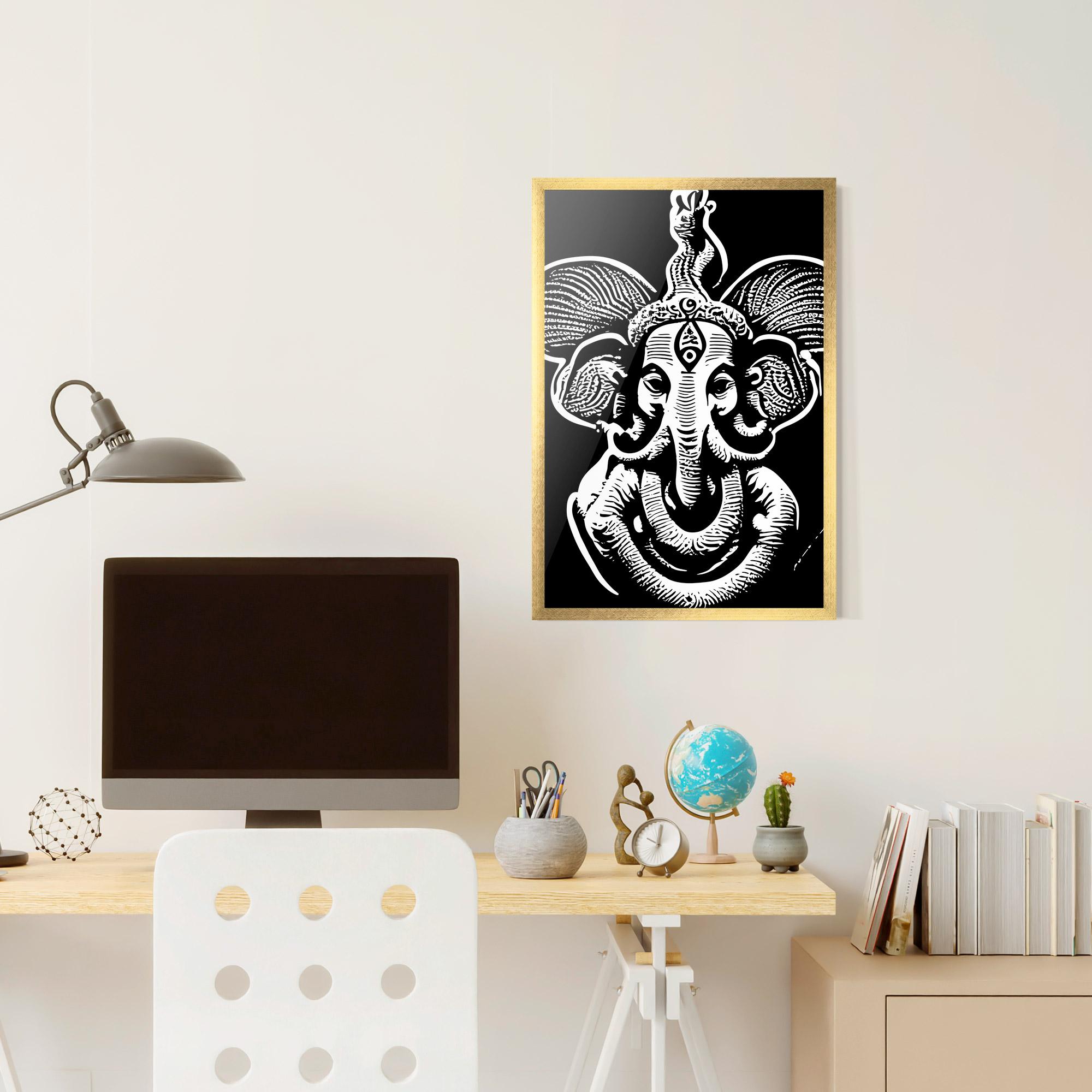 Plakat w Ramie White Head Elephant mockup 6