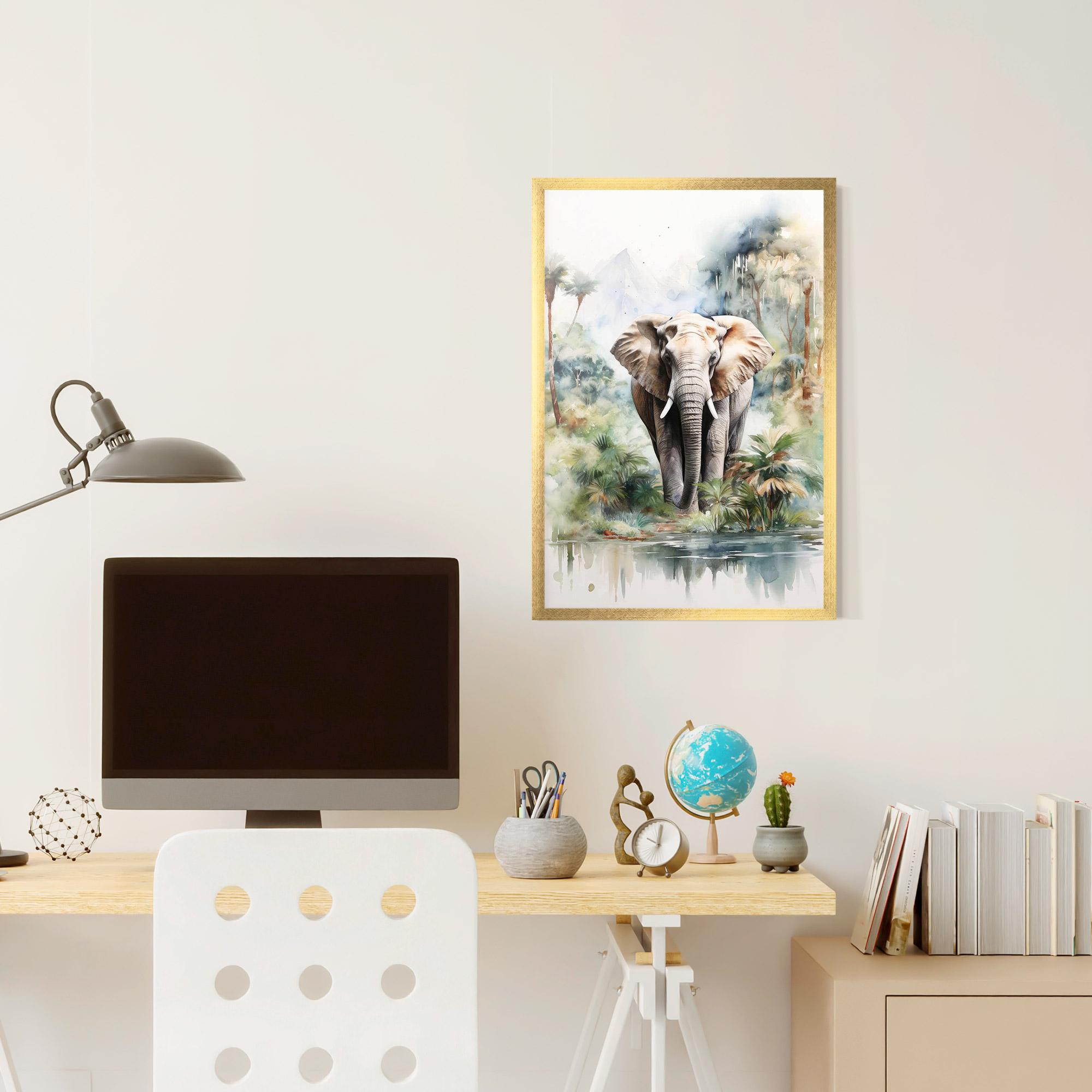 Plakat w Ramie Wild Watercolor Elephant mockup 6