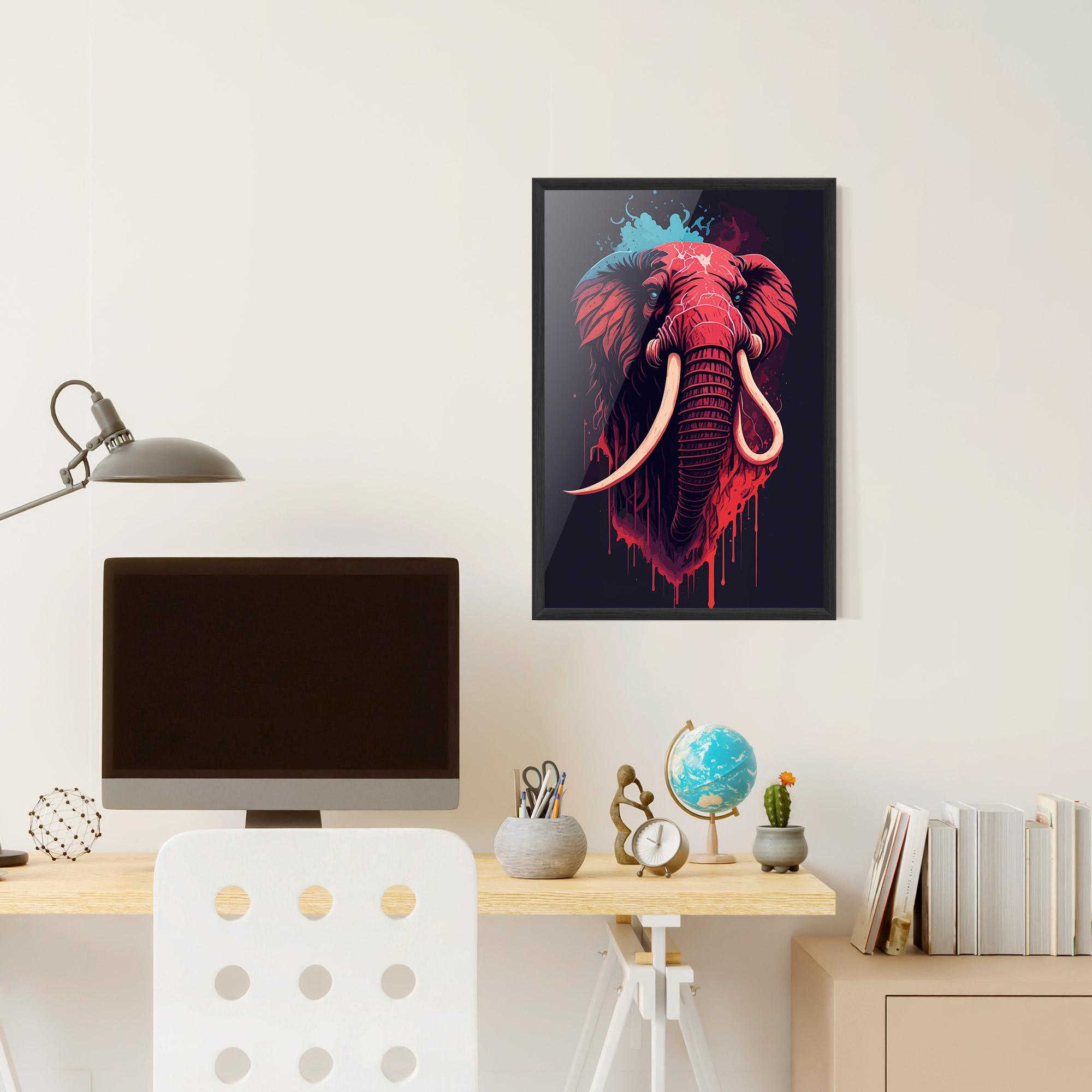 Plakat w Ramie Blue Red Elephant mockup 6