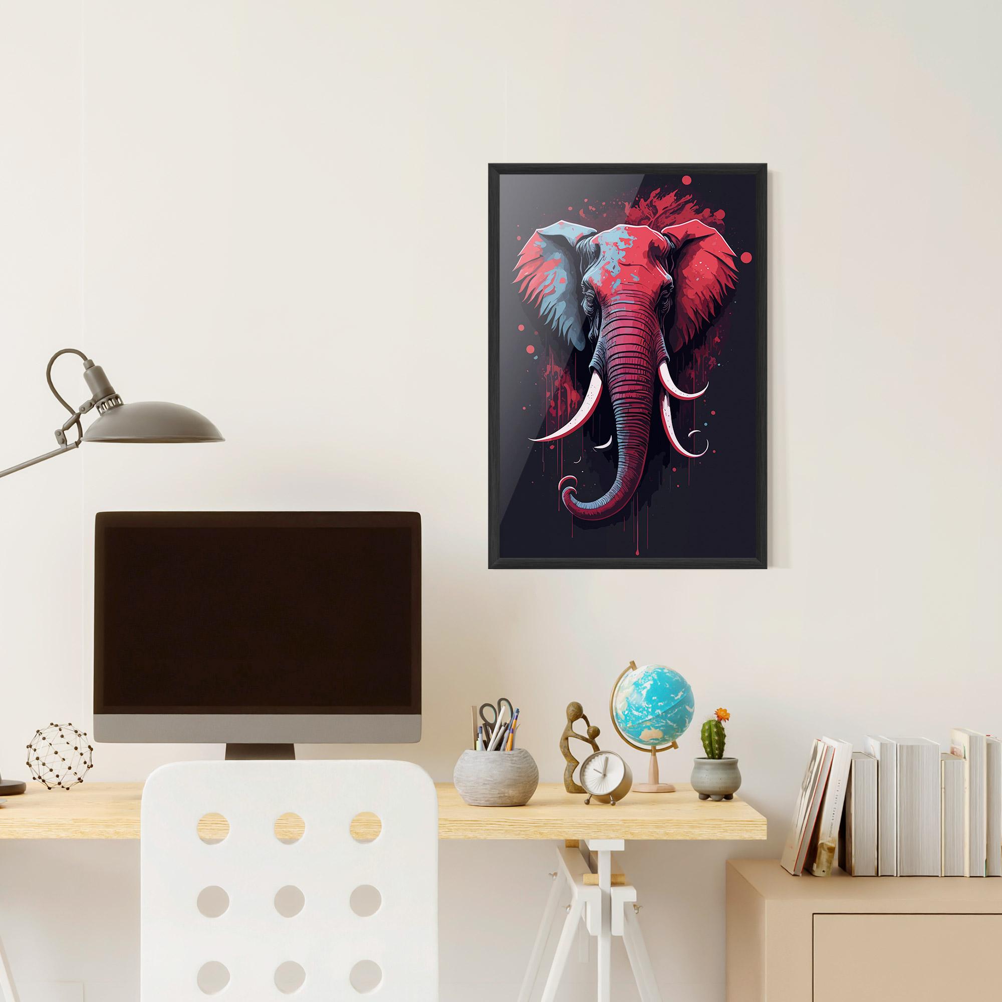 Plakat w Ramie Red Blue Elephant mockup 6