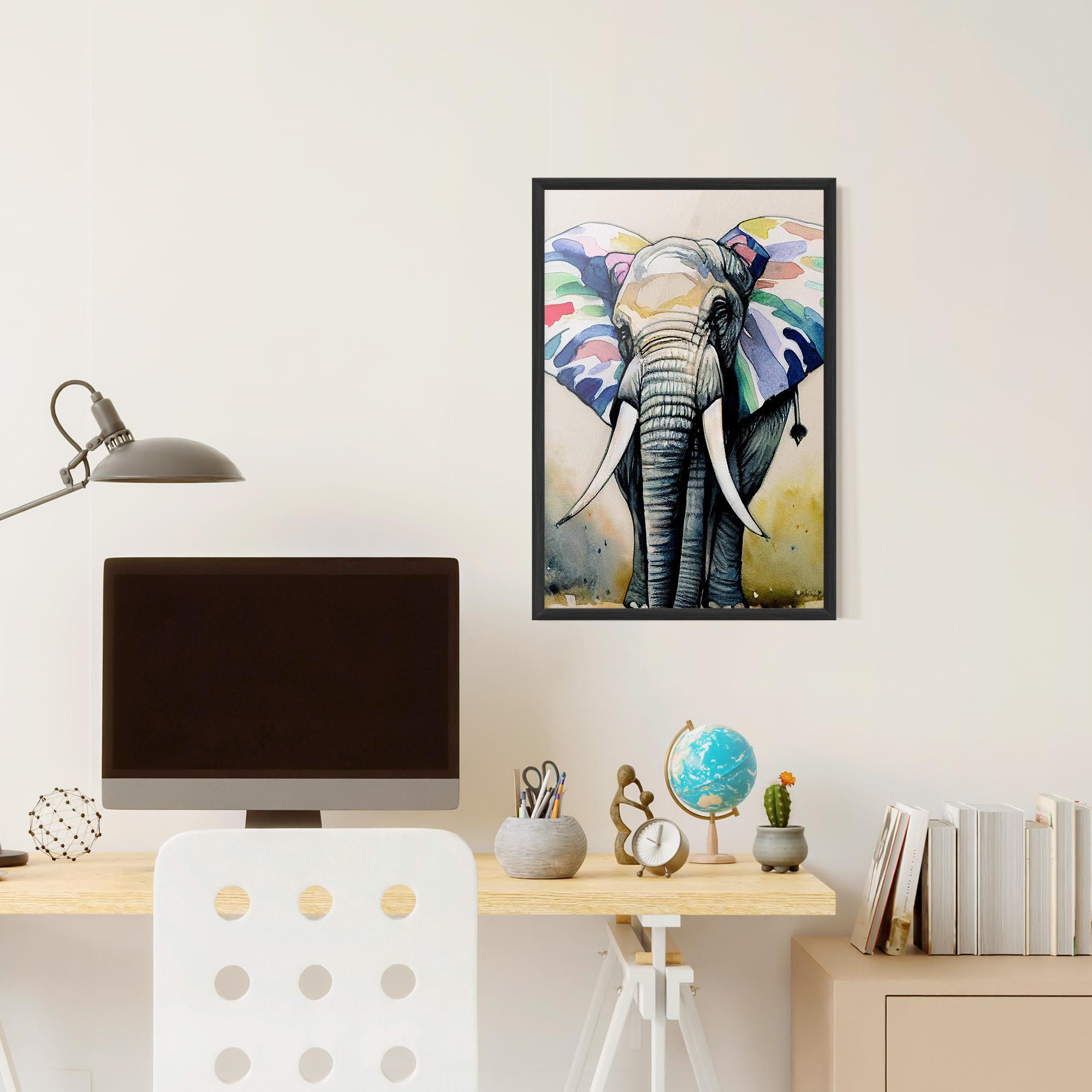 Plakat w Ramie Watercolor Elephant Art mockup 6