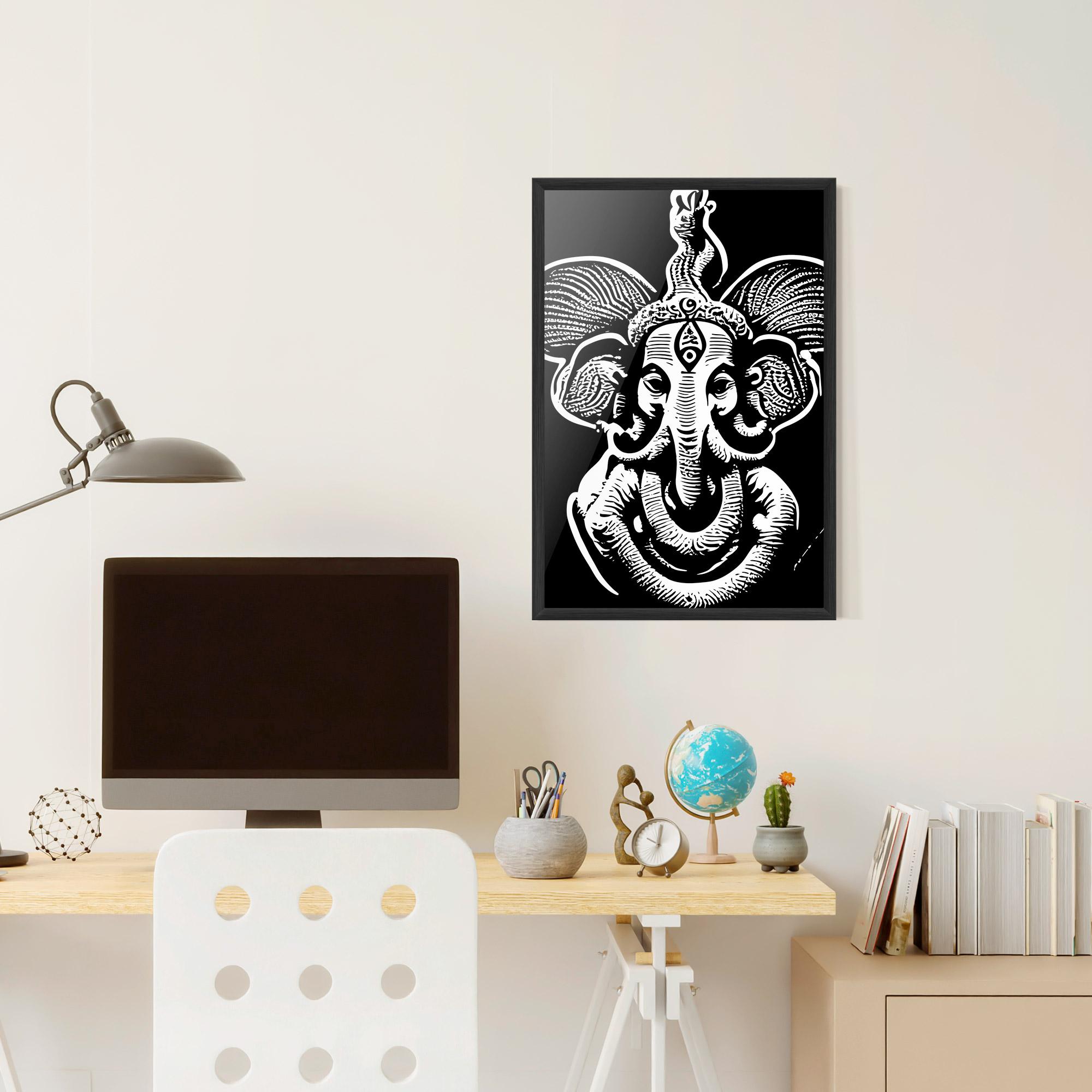 Plakat w Ramie White Head Elephant mockup 6