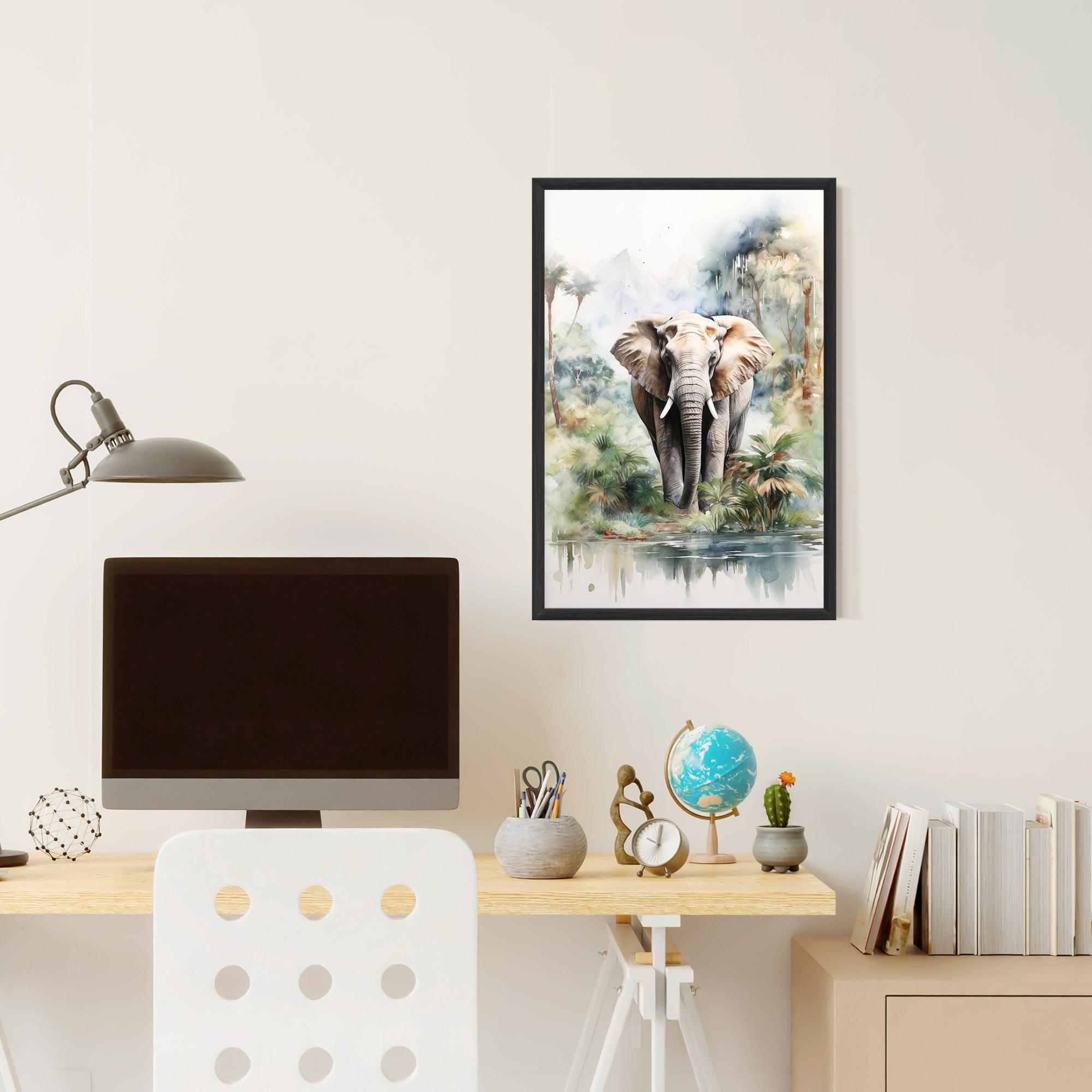Plakat w Ramie Wild Watercolor Elephant mockup 6
