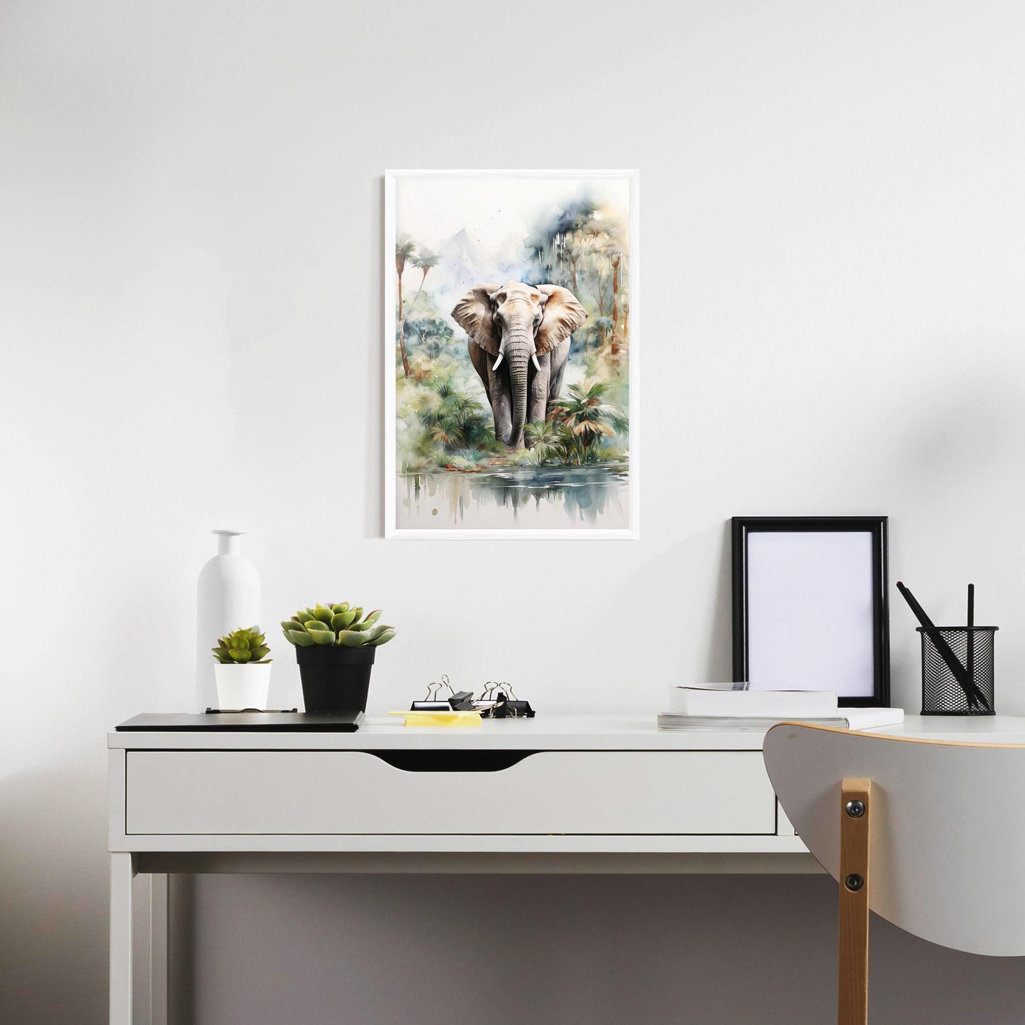 Plakat w Ramie Wild Watercolor Elephant mockup 7