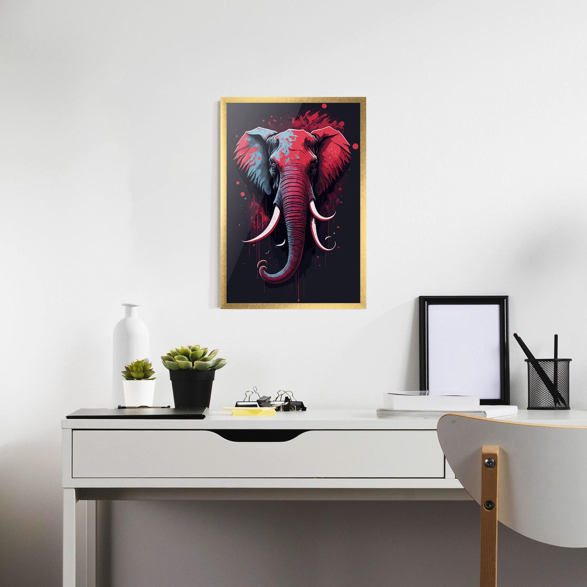 Plakat w Ramie Red Blue Elephant mockup 7