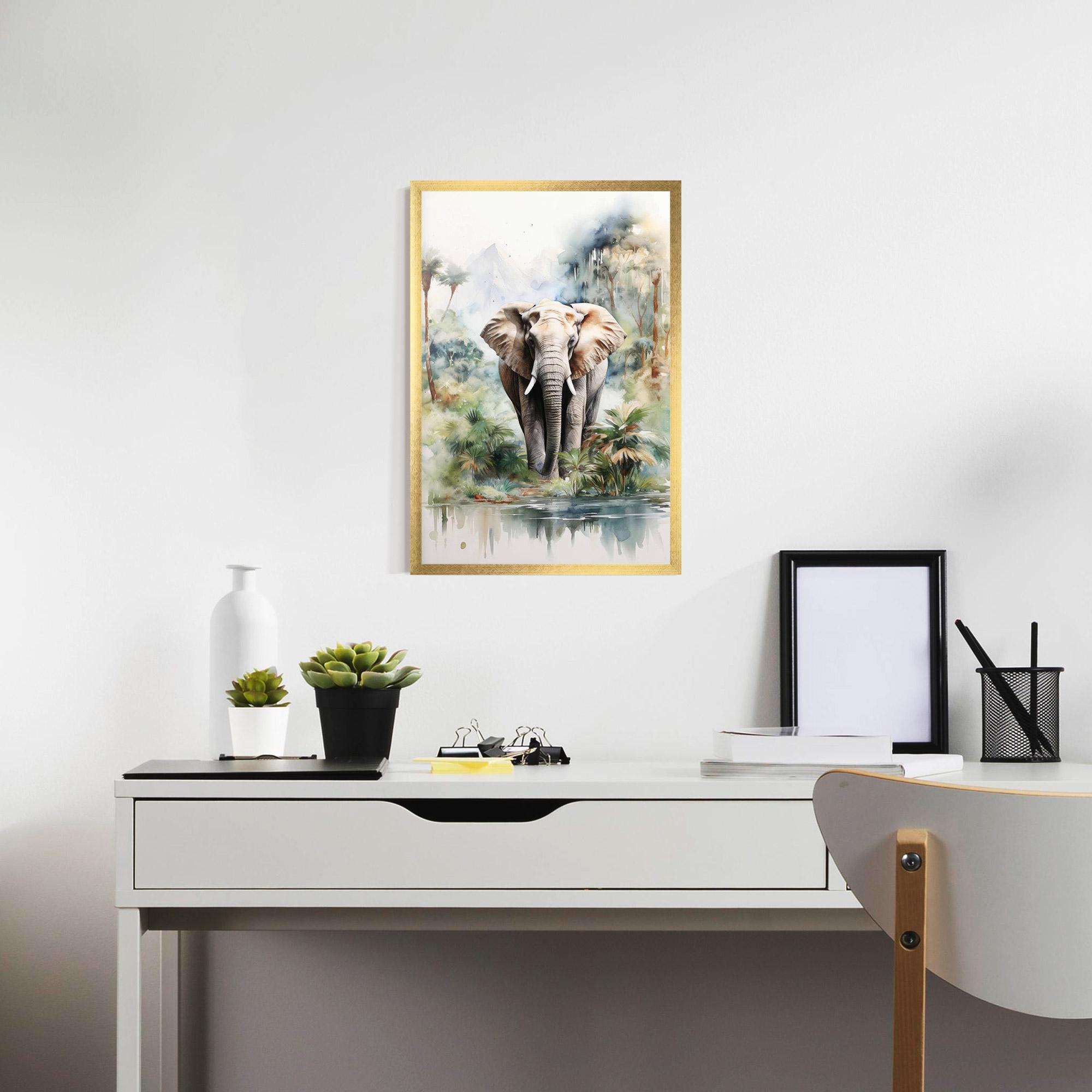 Plakat w Ramie Wild Watercolor Elephant mockup 7