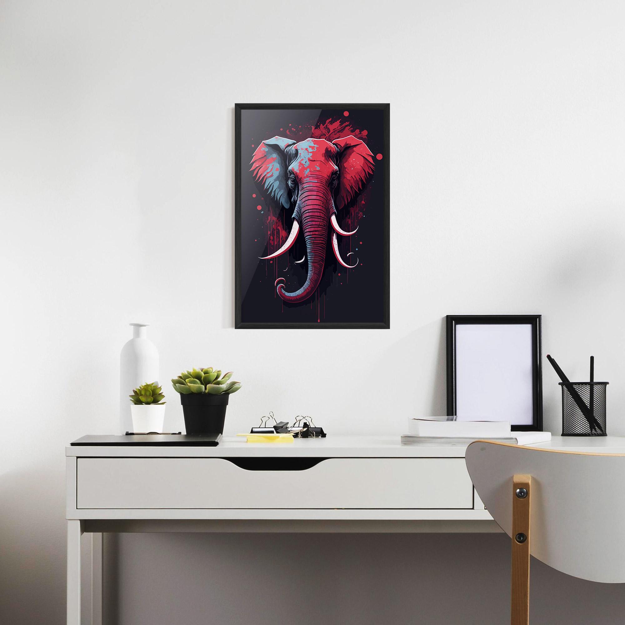 Plakat w Ramie Red Blue Elephant mockup 7