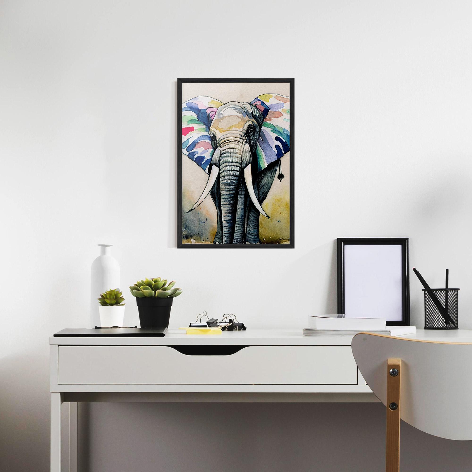 Plakat w Ramie Watercolor Elephant Art mockup 7