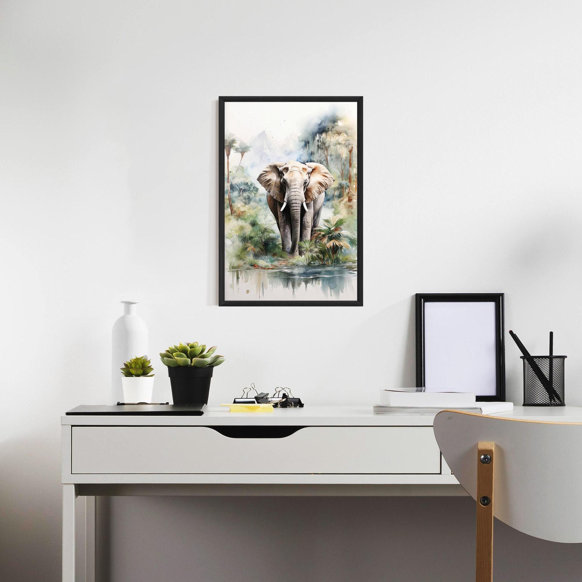 Plakat w Ramie Wild Watercolor Elephant mockup 7