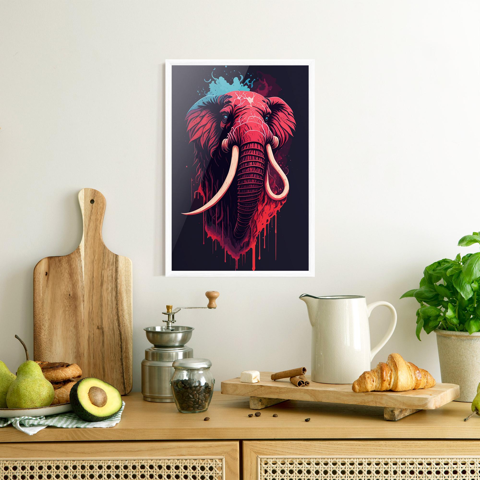 Plakat w Ramie Blue Red Elephant mockup 8