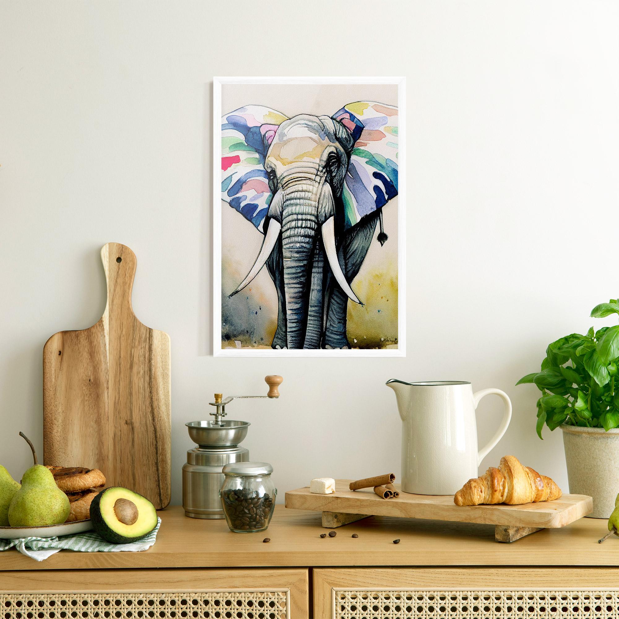 Plakat w Ramie Watercolor Elephant Art mockup 8