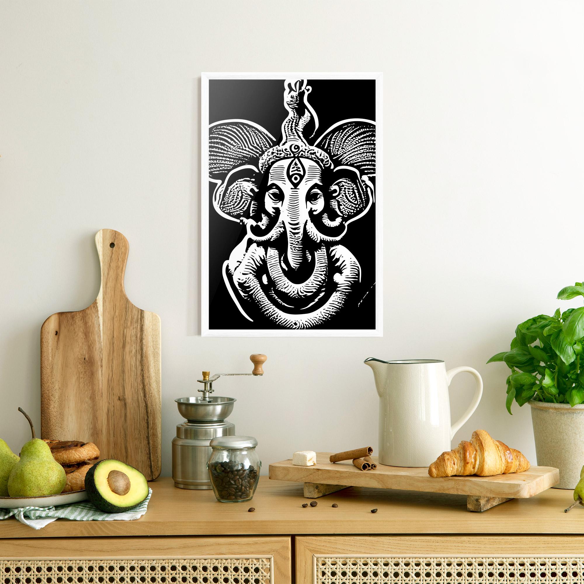 Plakat w Ramie White Head Elephant mockup 8