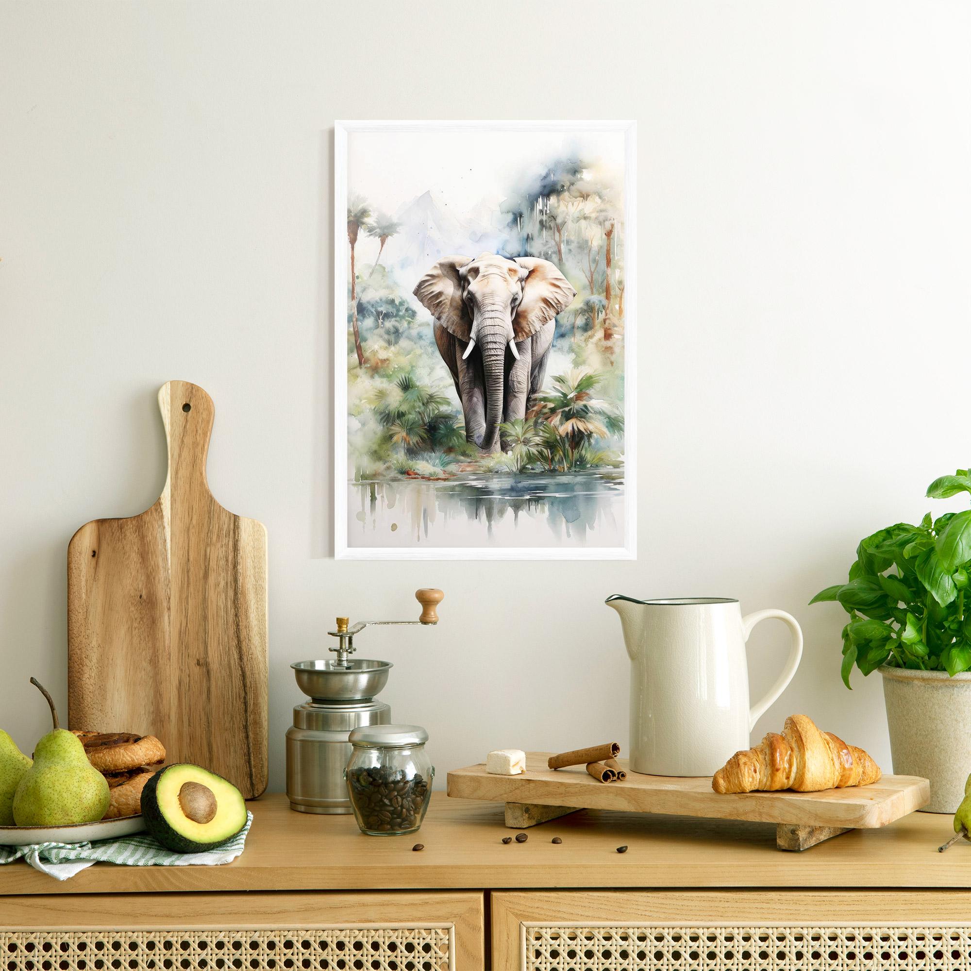 Plakat w Ramie Wild Watercolor Elephant mockup 8