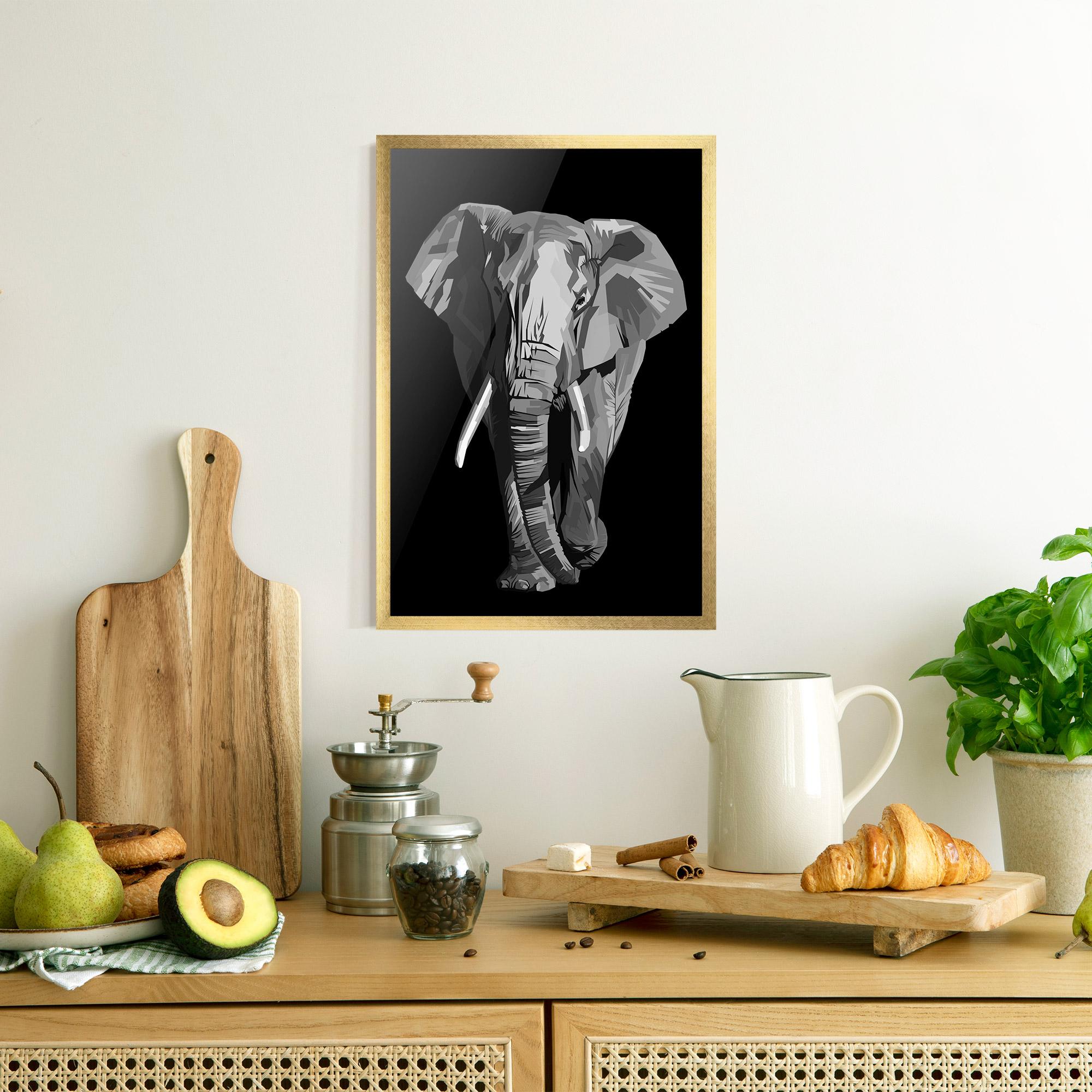Plakat w Ramie Beautiful Grey Elephant mockup 8