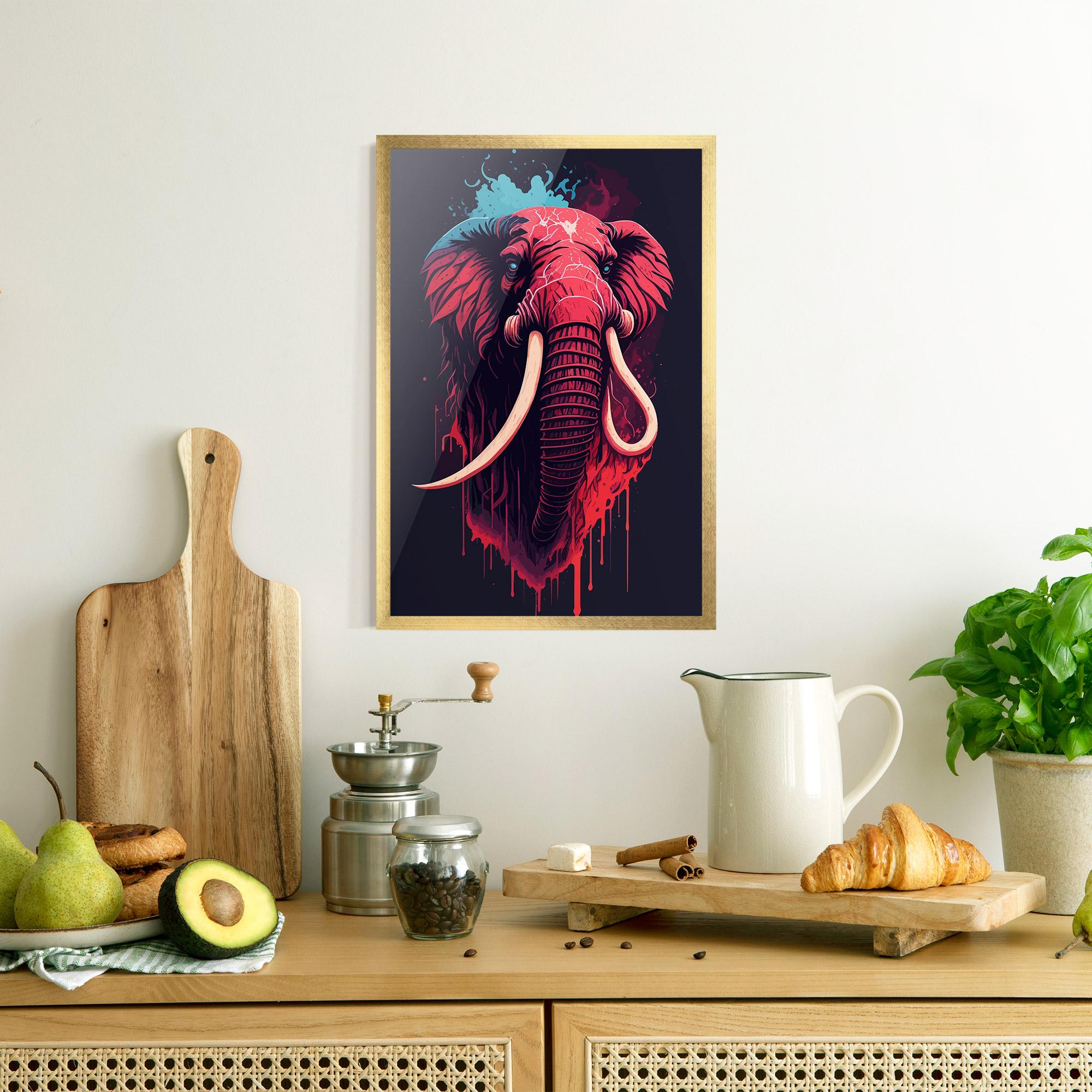 Plakat w Ramie Blue Red Elephant mockup 8