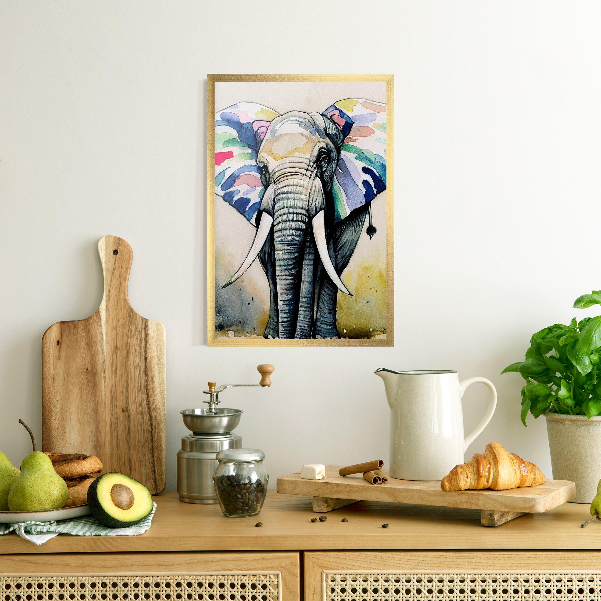 Plakat w Ramie Watercolor Elephant Art mockup 8