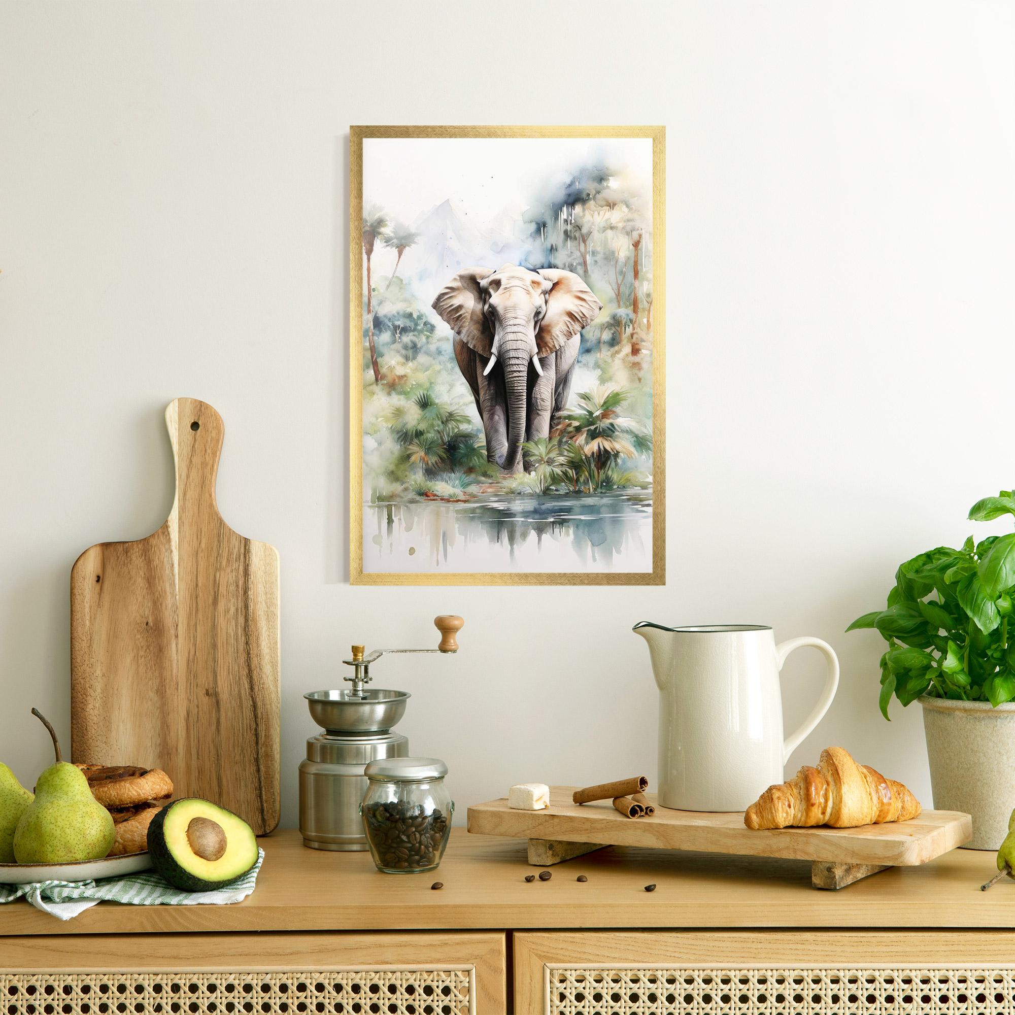 Plakat w Ramie Wild Watercolor Elephant mockup 8
