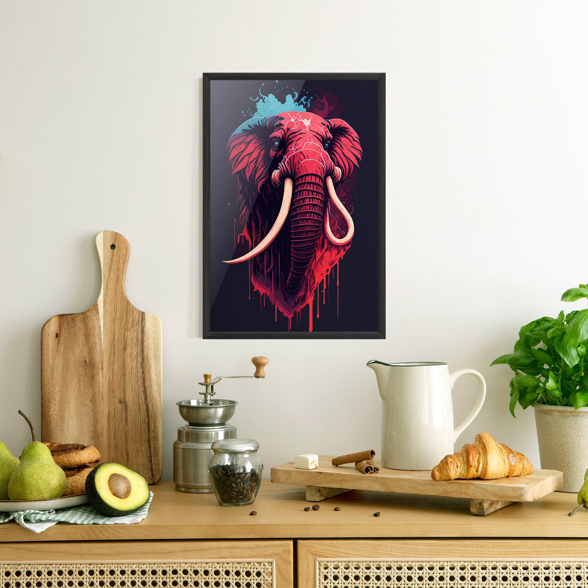 Plakat w Ramie Blue Red Elephant mockup 8