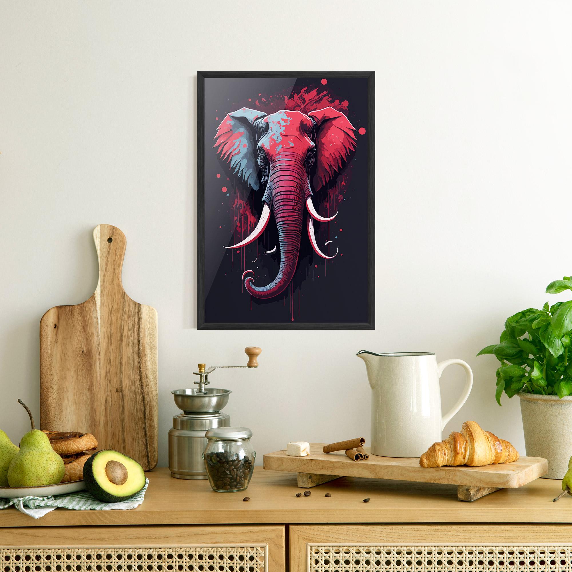 Plakat w Ramie Red Blue Elephant mockup 8