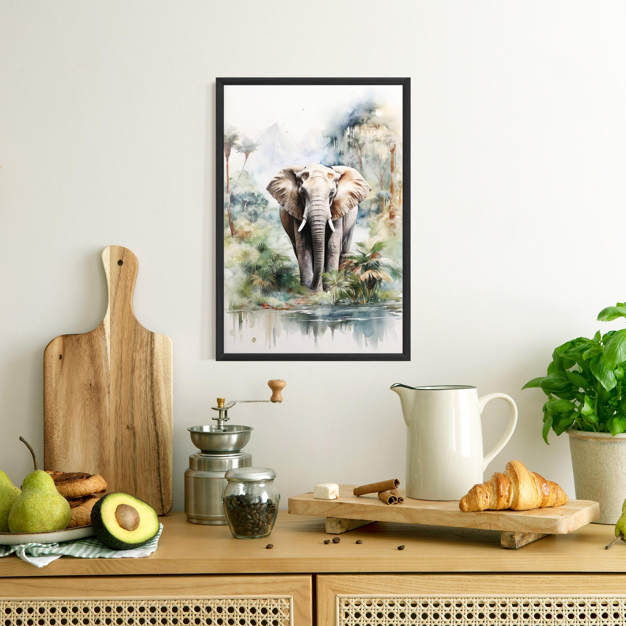 Plakat w Ramie Wild Watercolor Elephant mockup 8