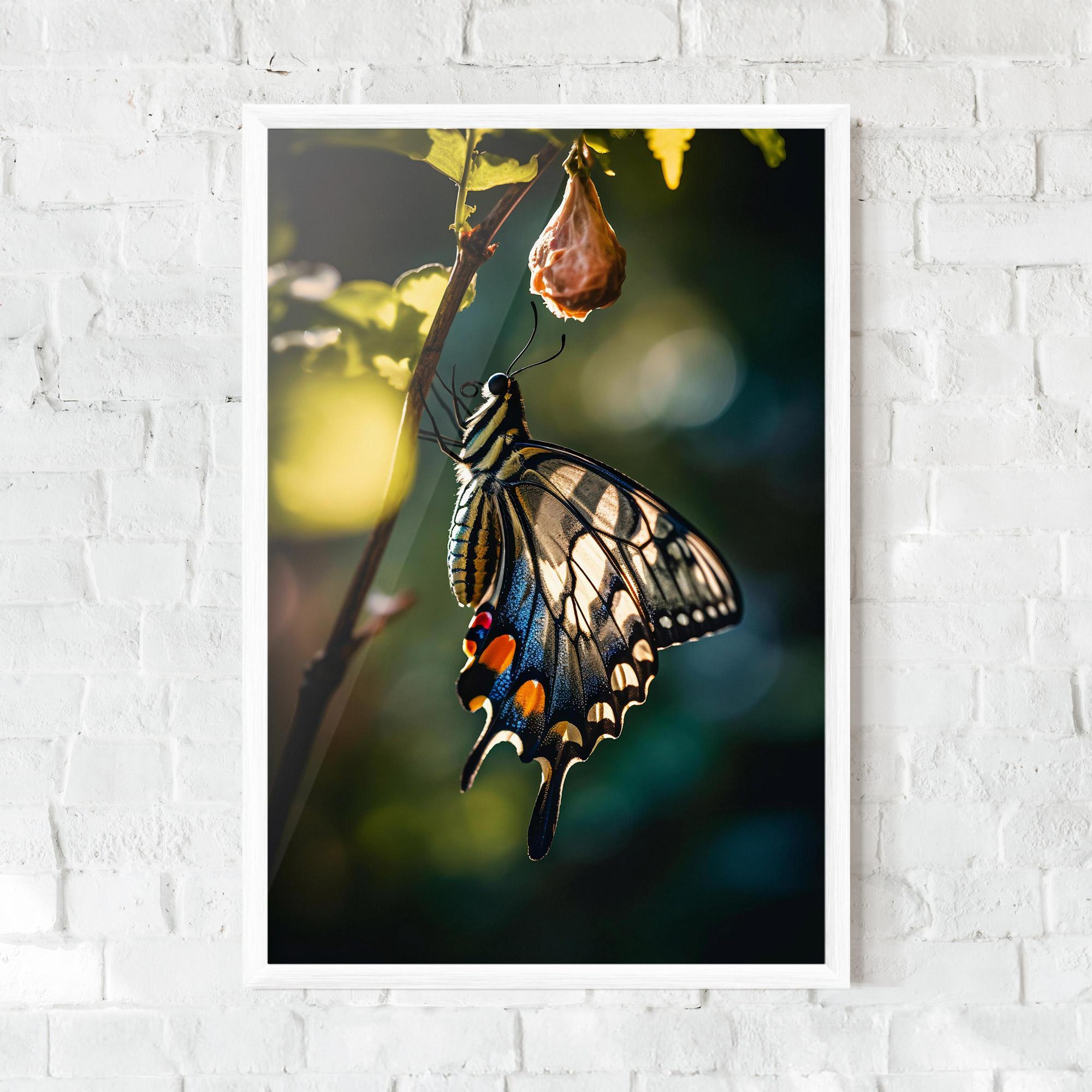 Plakat w Ramie Blue Cream Butterfly mockup 0