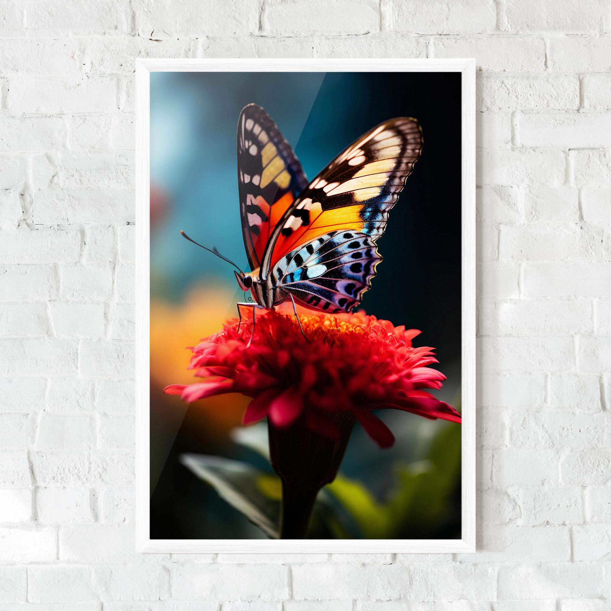 Plakat w Ramie Blue Yellow Butterfly mockup 0