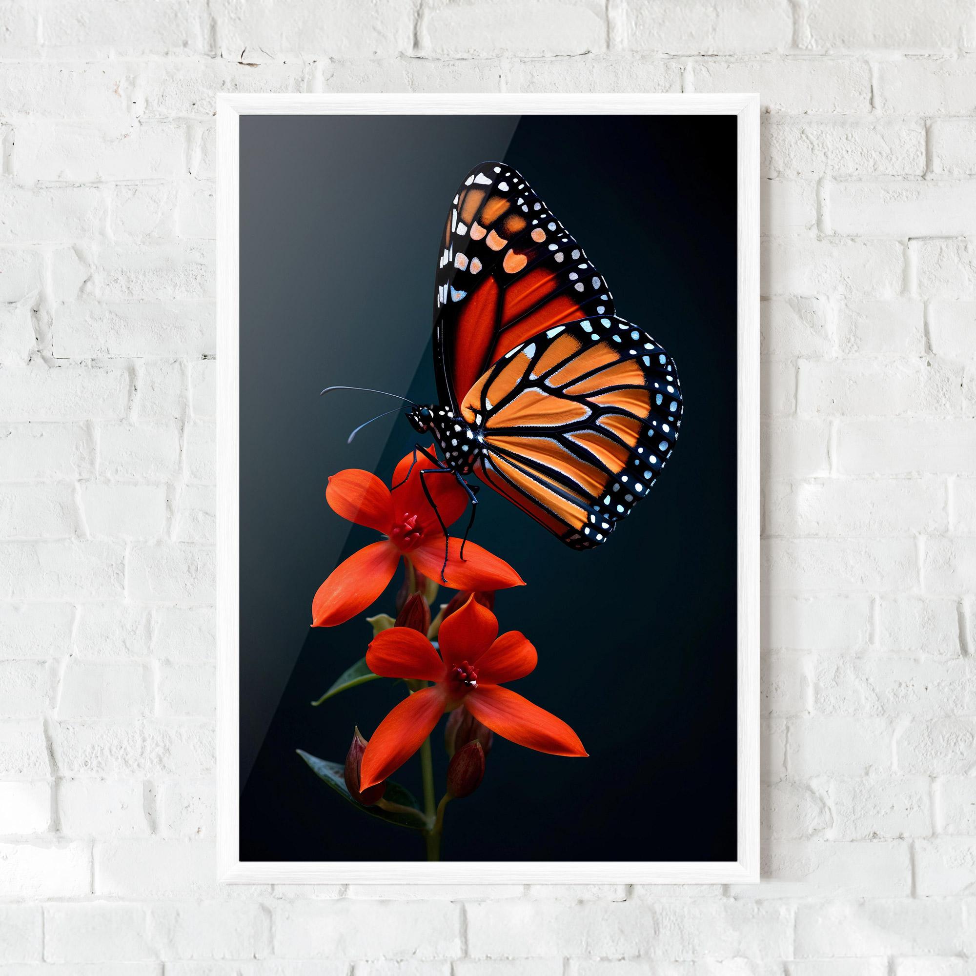 Plakat w Ramie Red Flower Butterfly mockup 0