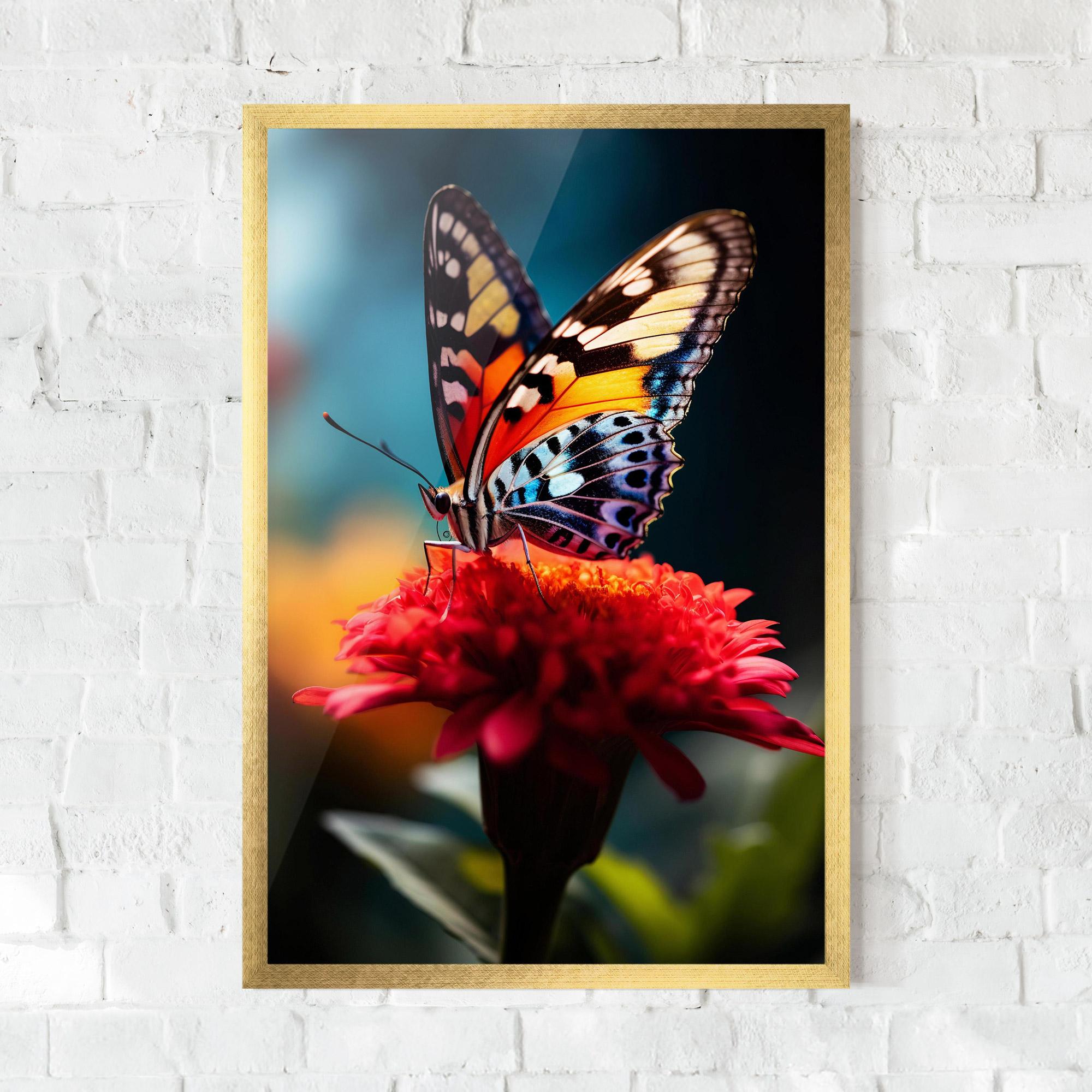 Plakat w Ramie Blue Yellow Butterfly mockup 0