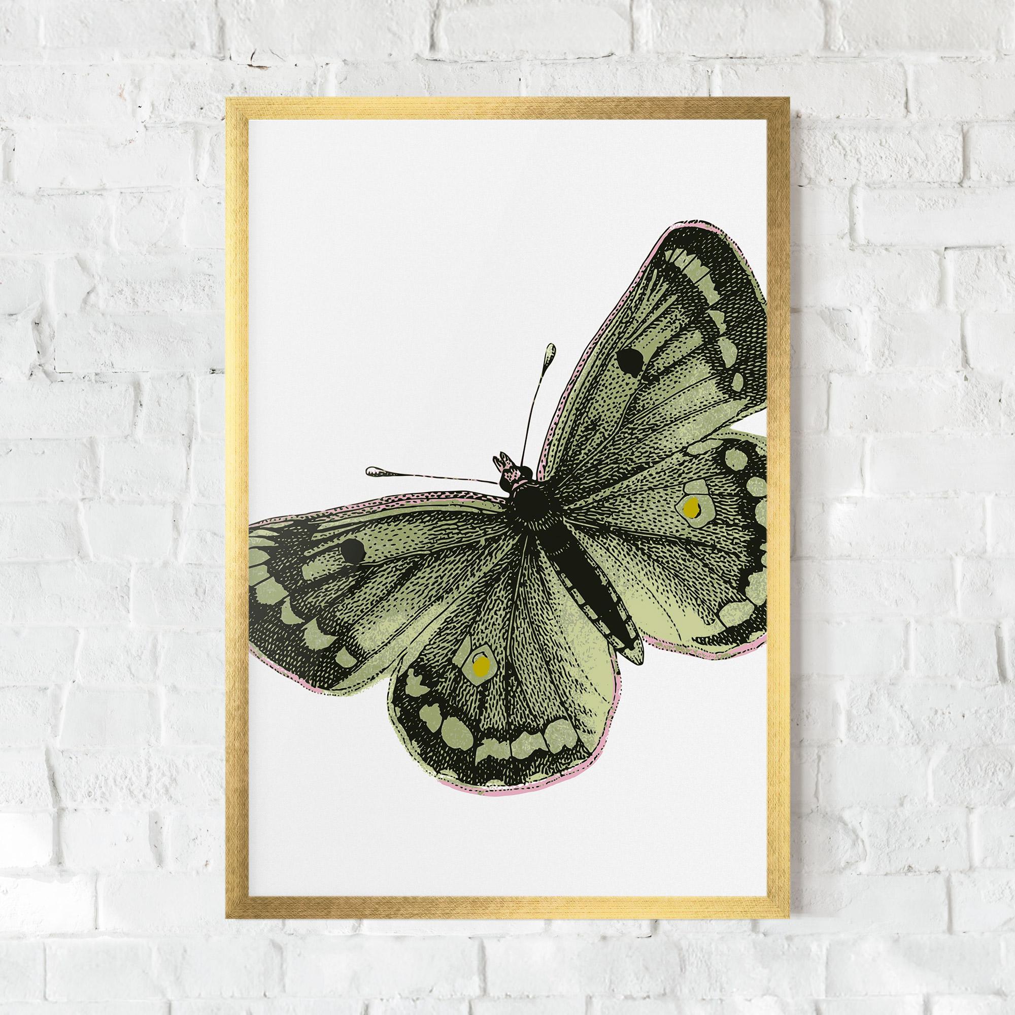 Plakat w Ramie Grey Yellow Butterfly mockup 0